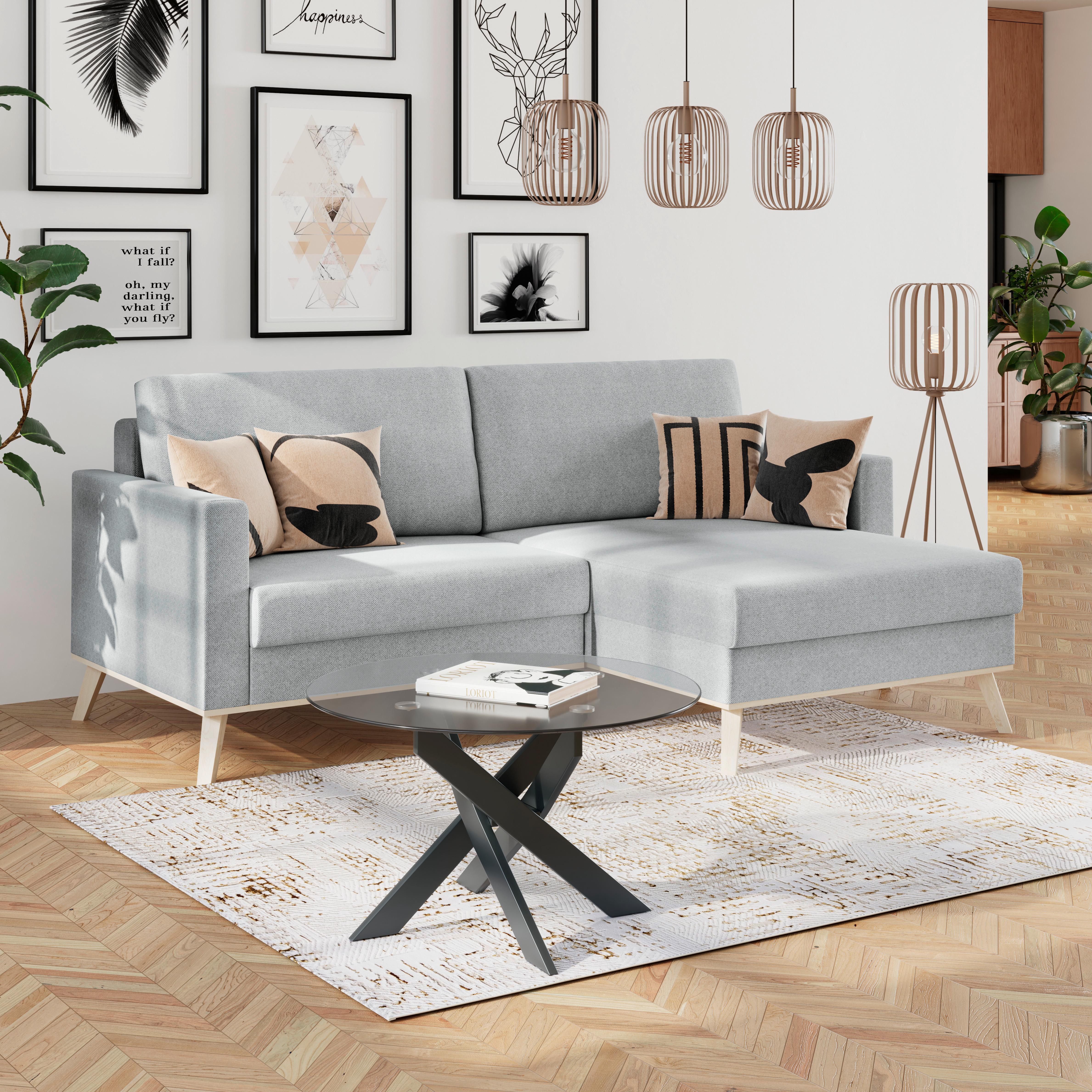 Coltar CARINI - argintiu/crem, Basics, textil (222/152cm) - Modern Living