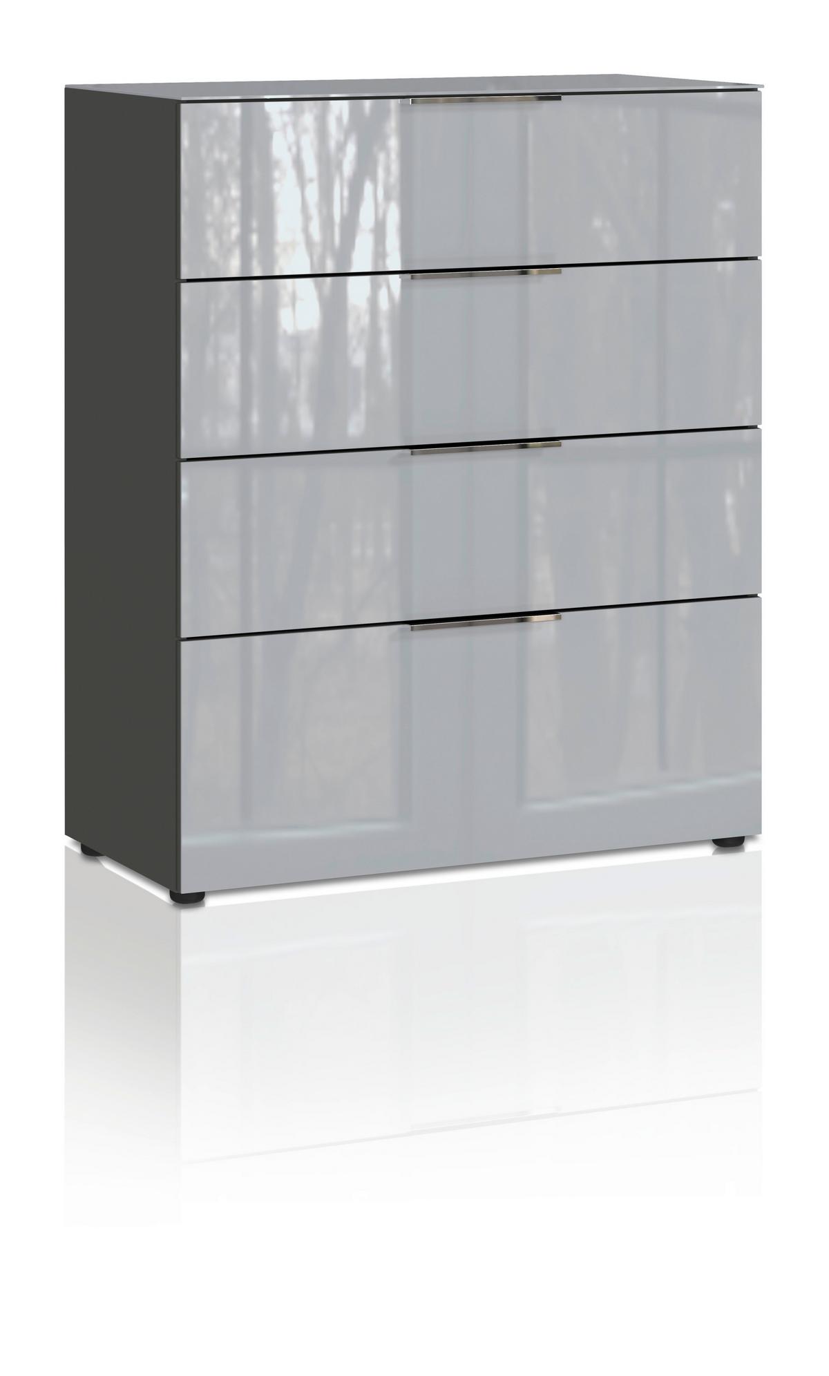 Kommode Oakland in Grau/Graphitfarben - Chromfarben/Silberfarben, MODERN, Glas/Holzwerkstoff (83/102/42cm) - Premium Living