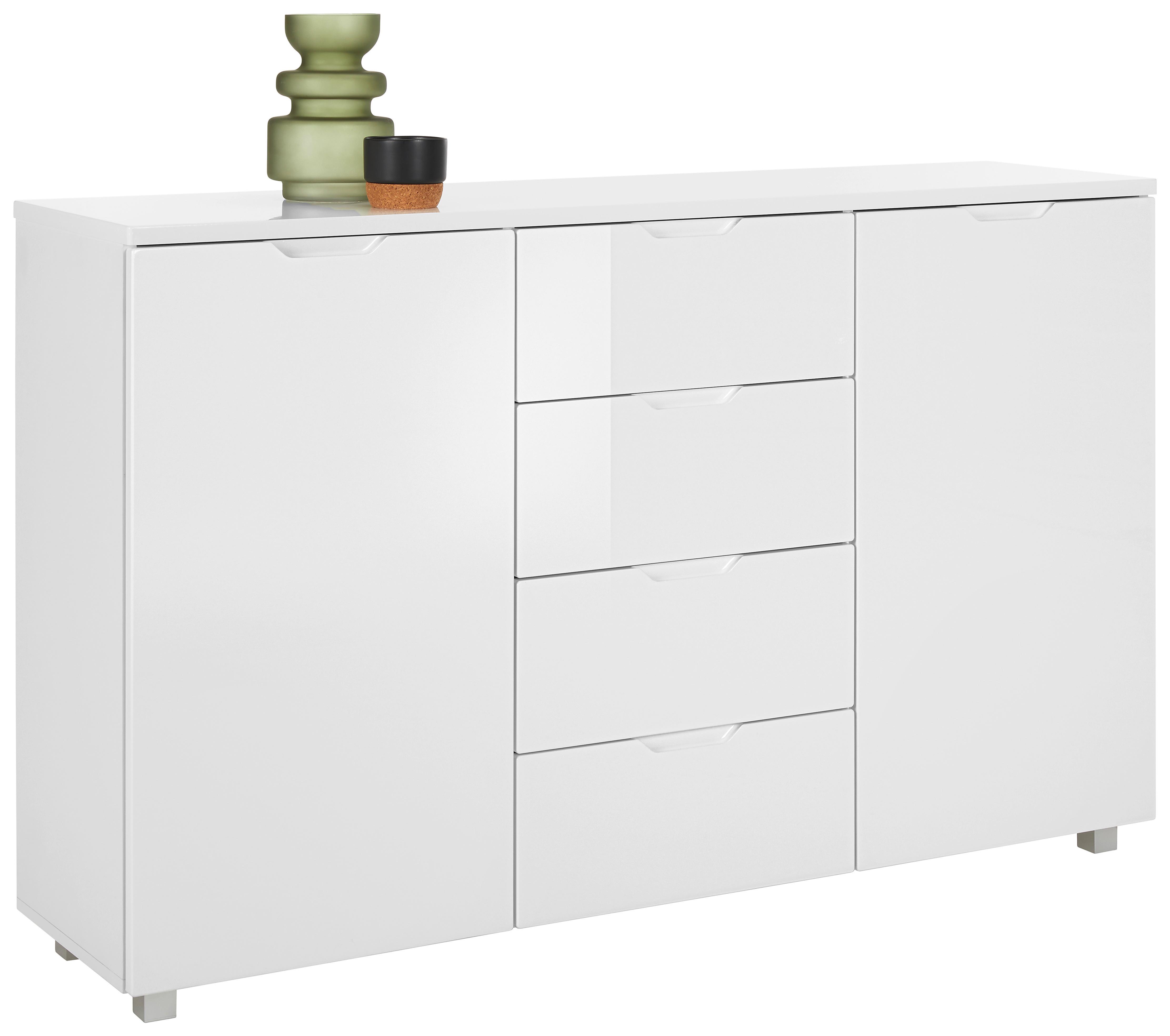 Komoda Roy, Bela - srebrne barve/bela, Moderno, umetna masa/leseni material (150/95/38cm) - Mömax