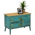 Kommode Türkis/natur/gold - Türkis/Goldfarben, LIFESTYLE, Holz/Metall (82/57,5/43cm) - Premium Living