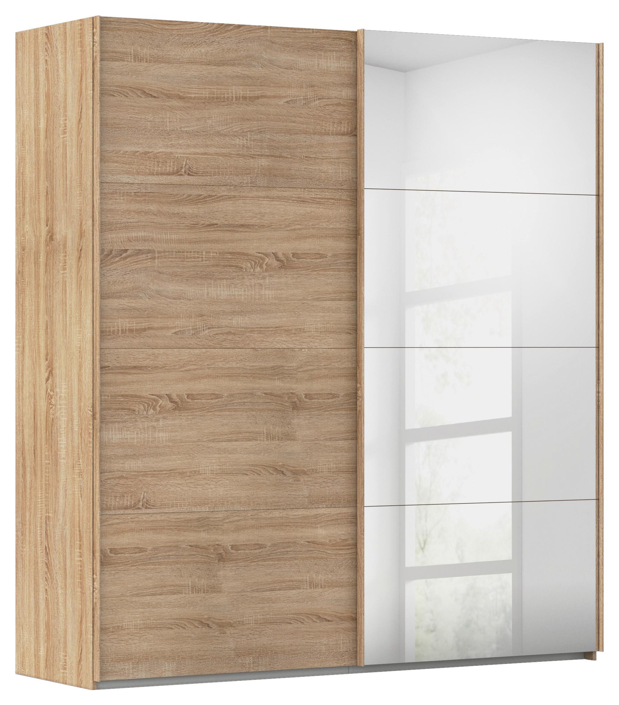 Omara Z Drsnimi Vrati Evelyn, Barva Hrasta - hrast sonoma, Design, umetna masa/steklo (201/223/68cm) - Novel