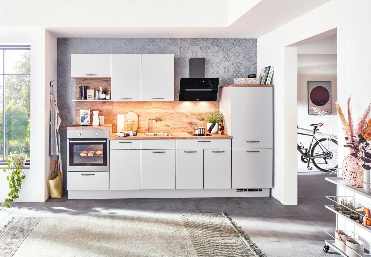 Bucătărie la comandă Fashion - culoare lemn stejar, Modern, material pe bază de lemn (295cm)