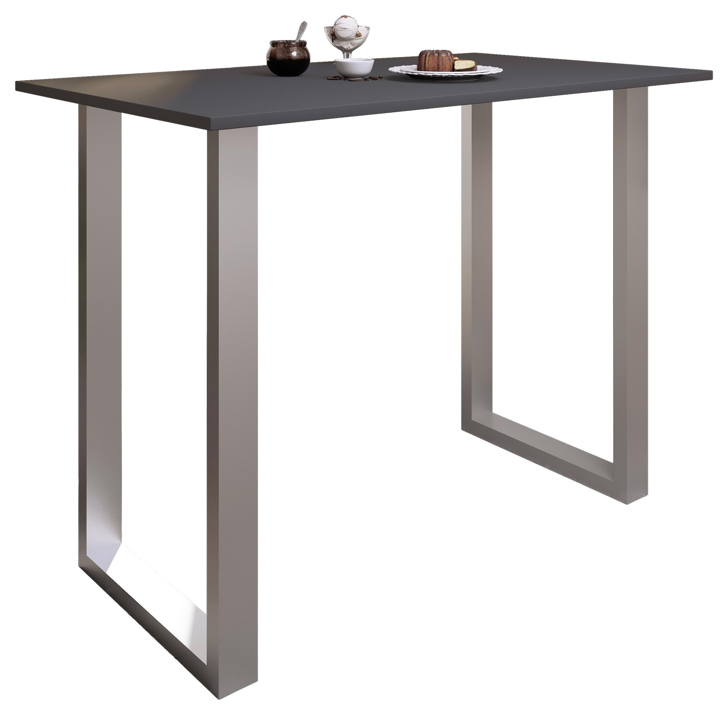 Bartisch XONA Anthrazit/ Silber ca.140x102x80cm - Anthrazit/Silberfarben, KONVENTIONELL, Holzwerkstoff/Metall (140/80/102cm)