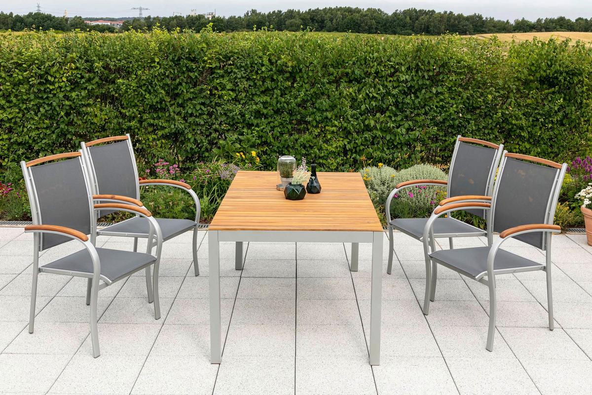 Set Vrtnih Stolov Siena, Siva, 2 Kos - srebrne barve/siva, Konvencionalno, kovina/tekstil (54/43/50,5cm) - Gardenson