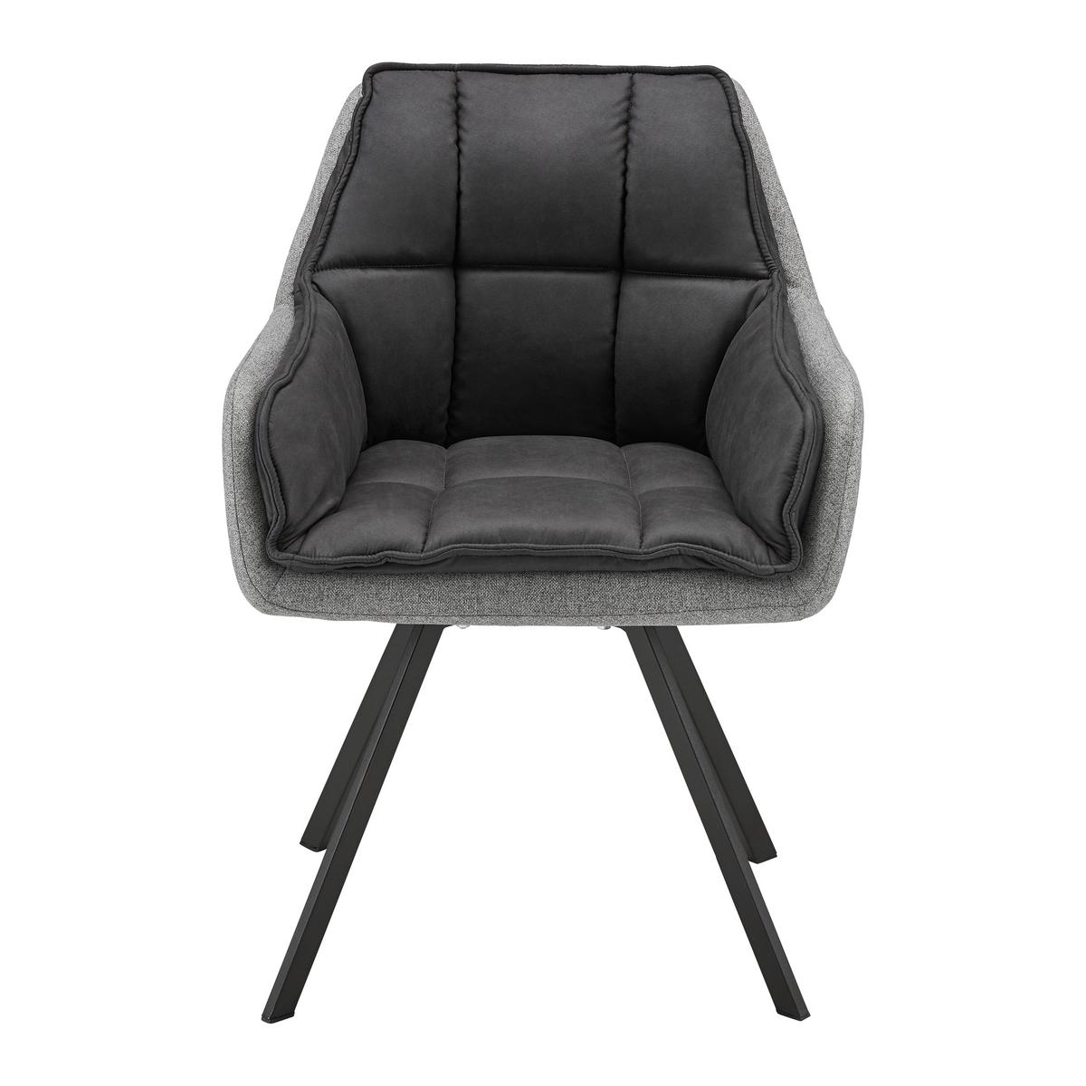 Armlehnstuhl Billy Grau Webstoff Drehbar Gepolstert - Dunkelgrau/Schwarz, MODERN, Holz/Textil (62/85/62cm) - Bessagi Home
