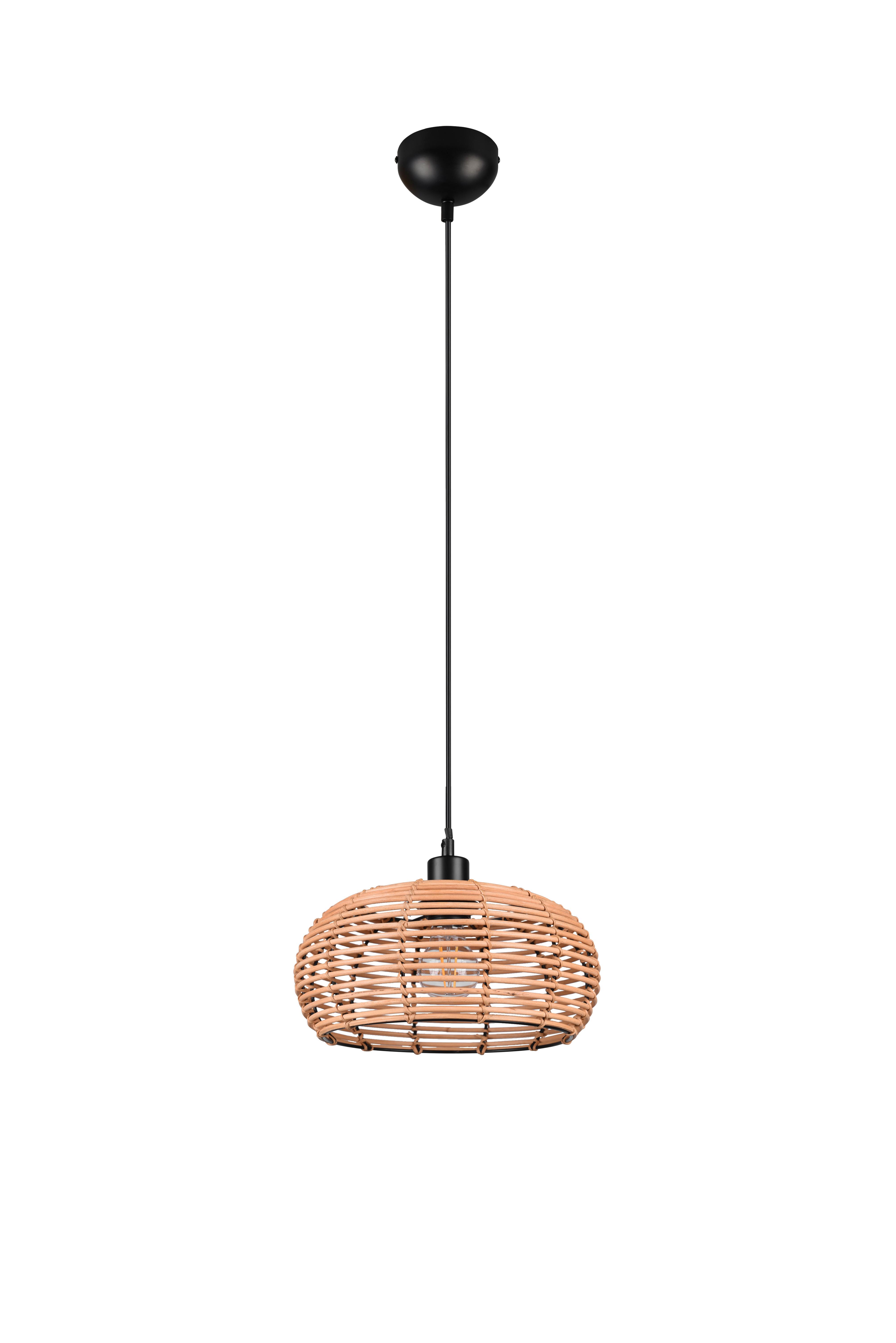 Hängeleuchte Inga Braun/Schwarz max. 40 Watt - Schwarz/Braun, Natur, Holz/Metall (29/150cm) - Trio Leuchten