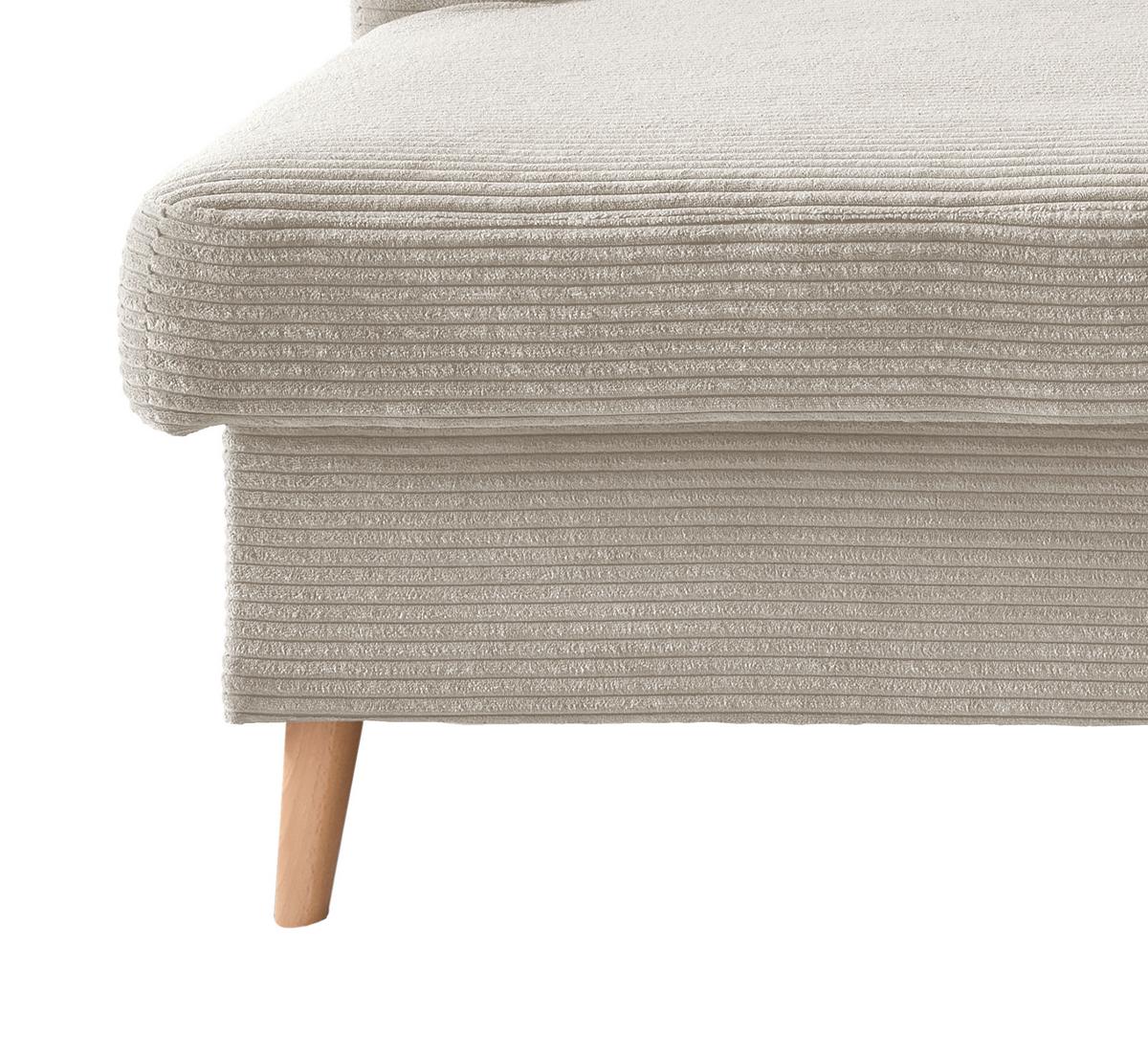 Ecksofa Valentina Beige Cord - Beige/Naturfarben, Design, Holz/Textil (150/228cm) - P & B