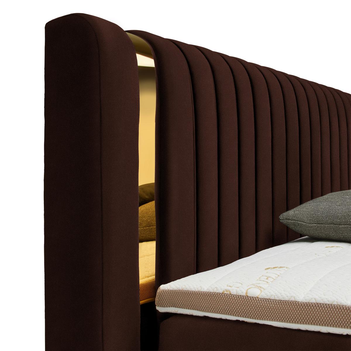 Boxspringbett Minola Gold Haselnussfarben ca. 160x200cm - Haselnussfarben/Schwarz, KONVENTIONELL, Kunststoff/Textil (160/200cm) - Premium Living