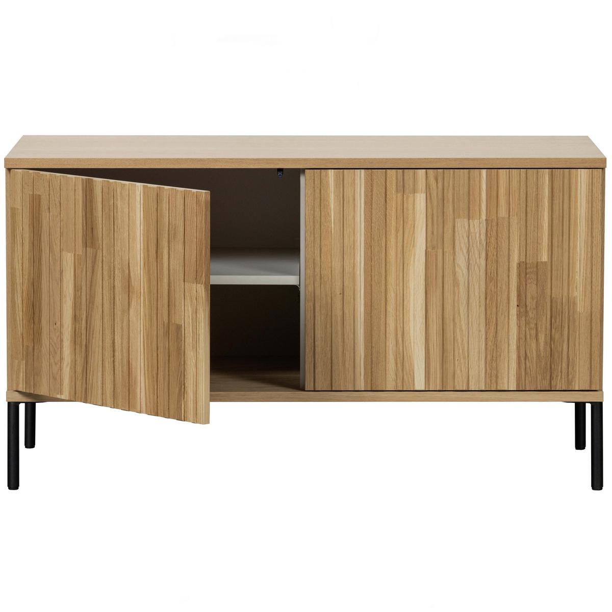 Lowboard Gravure Naturfarben B: 100cm - Schwarz/Naturfarben, Design, Holz/Metall (100/56/44cm) - Livetastic