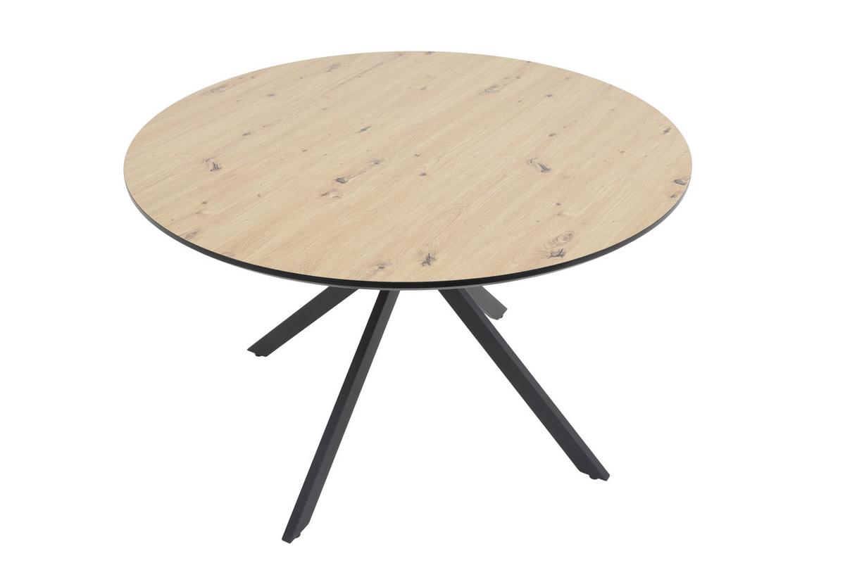 ESSTISCH KINDU T - Schwarz/Eiche Artisan, MODERN, Holzwerkstoff/Metall (120/120/76cm) - P & B