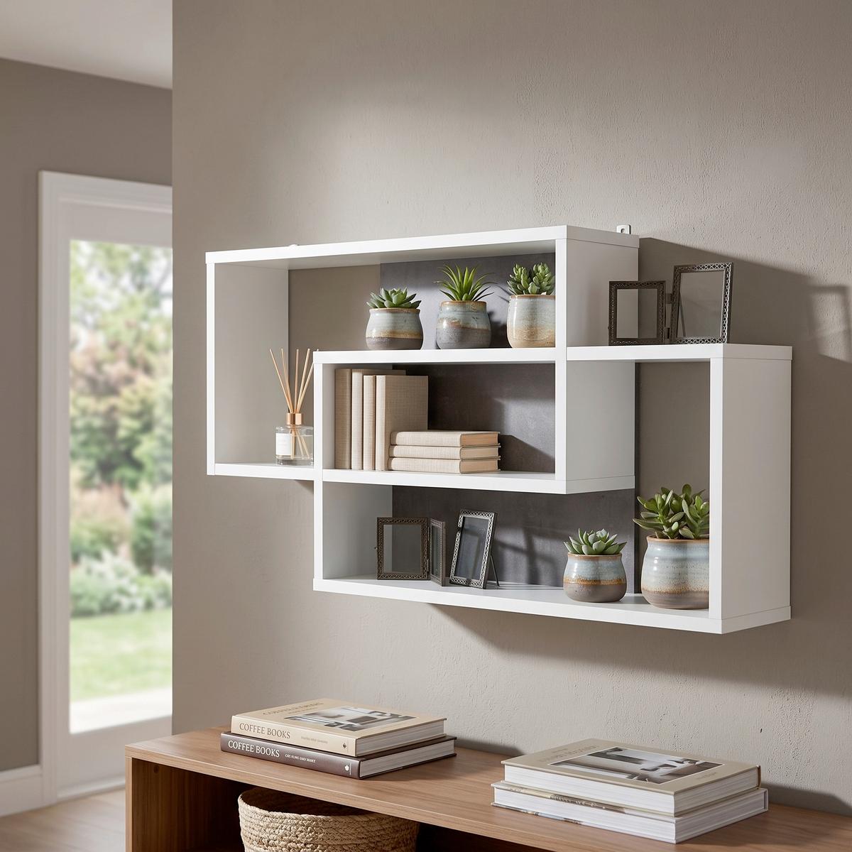Zidna Polica Dream - bijela/tamno siva, Moderno, drvni materijal (90/48/16cm) - Modern Living