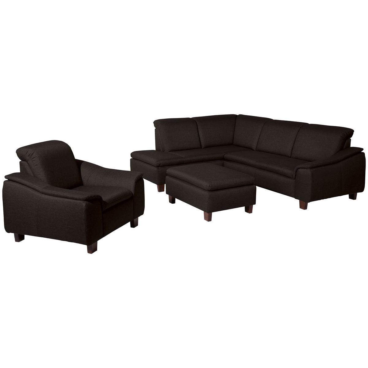 HOCKER AARON - Dunkelbraun/Nussbaumfarben, Design, Holz/Textil (90/60/43cm) - Max Winzer