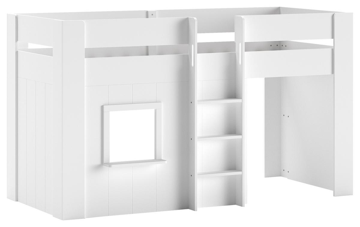 Hochbett RENO Weiß ca. 90x200 cm MDF - Naturfarben/Weiß, ROMANTIK / LANDHAUS, Holz/Holzwerkstoff (90/200cm) - Vipack