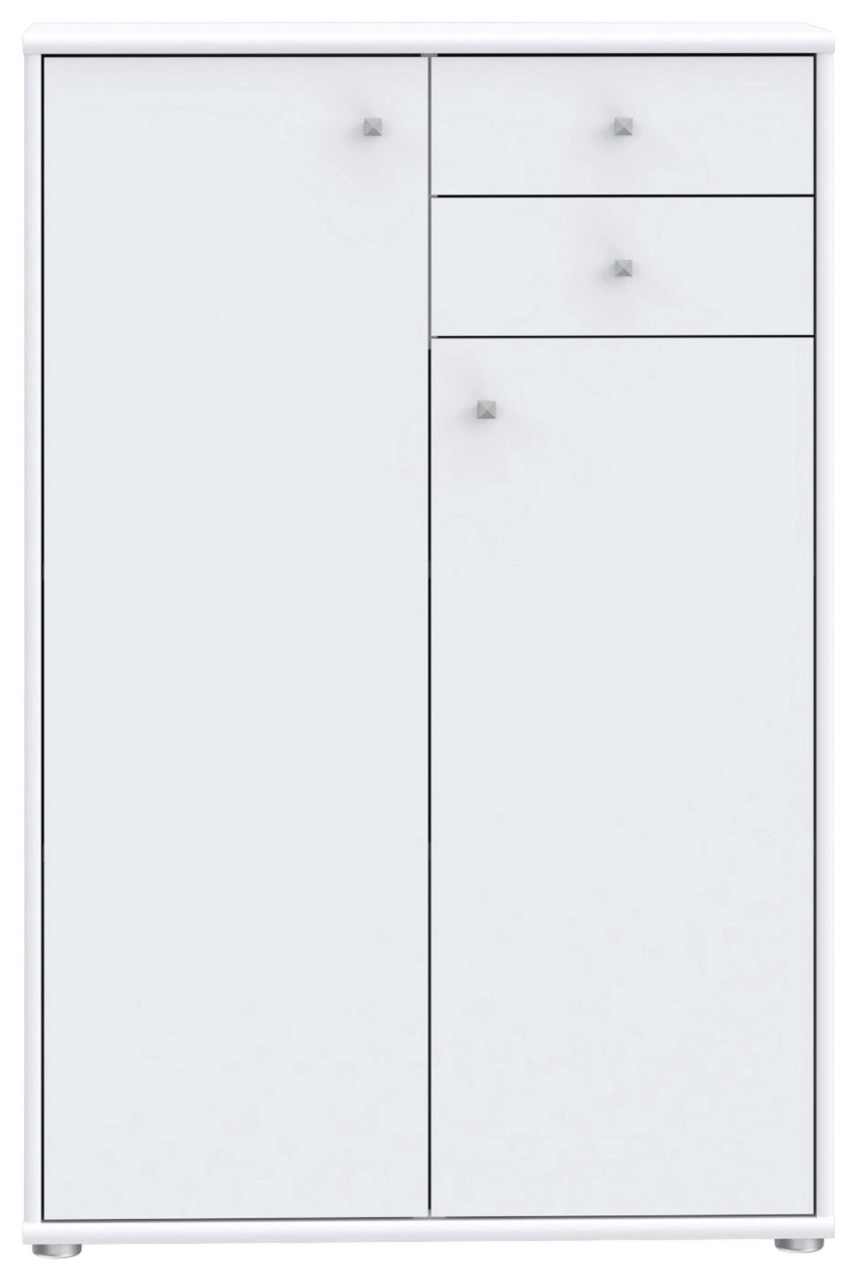 Komoda Tempra 2, Bela - bela/barve aluminija, Design, leseni material (73,7/111,1/34,8cm)