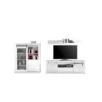 Wohnwand Daytona Weiß Hochglanz, 3-teilig - Chromfarben/Weiß Hochglanz, Design, Holzwerkstoff/Metall (349/170/43cm) - Livetastic