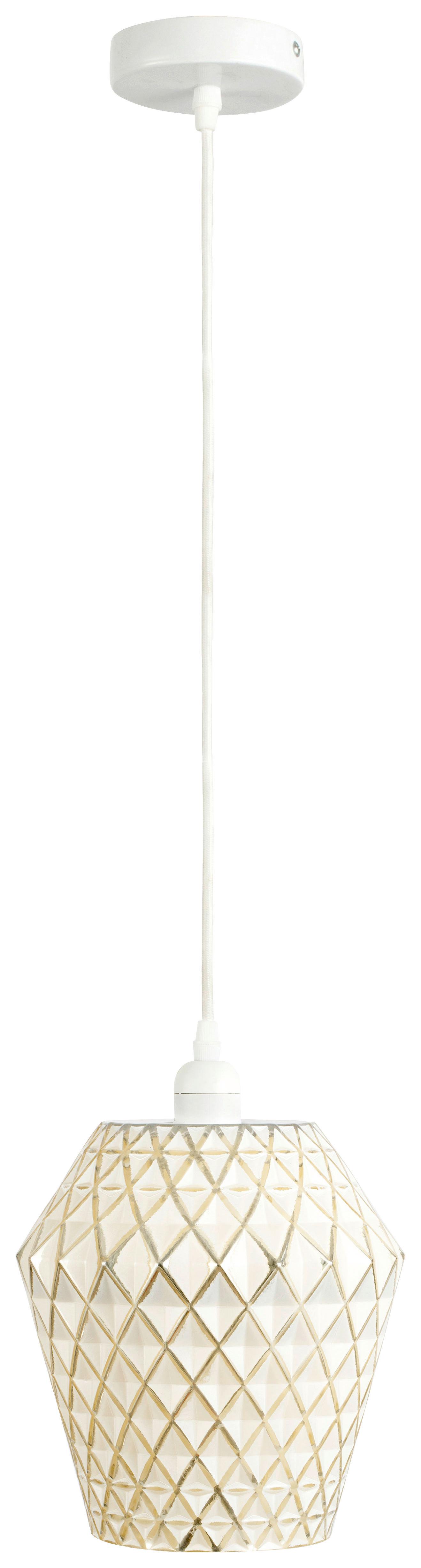 Hängeleuchte Lumi Gold / Weiß - Weiss/Goldfarben, Basics, Glas (20/20/27cm) - Kayoom