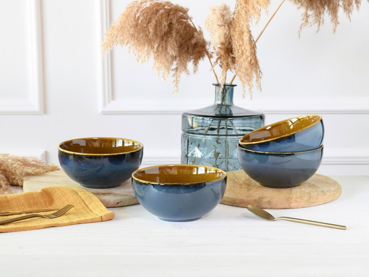 Schüsselset Mallorca Blau/Braun, 4-teilig - Blau/Braun, Basics, Keramik (17,5cm) - Creatable