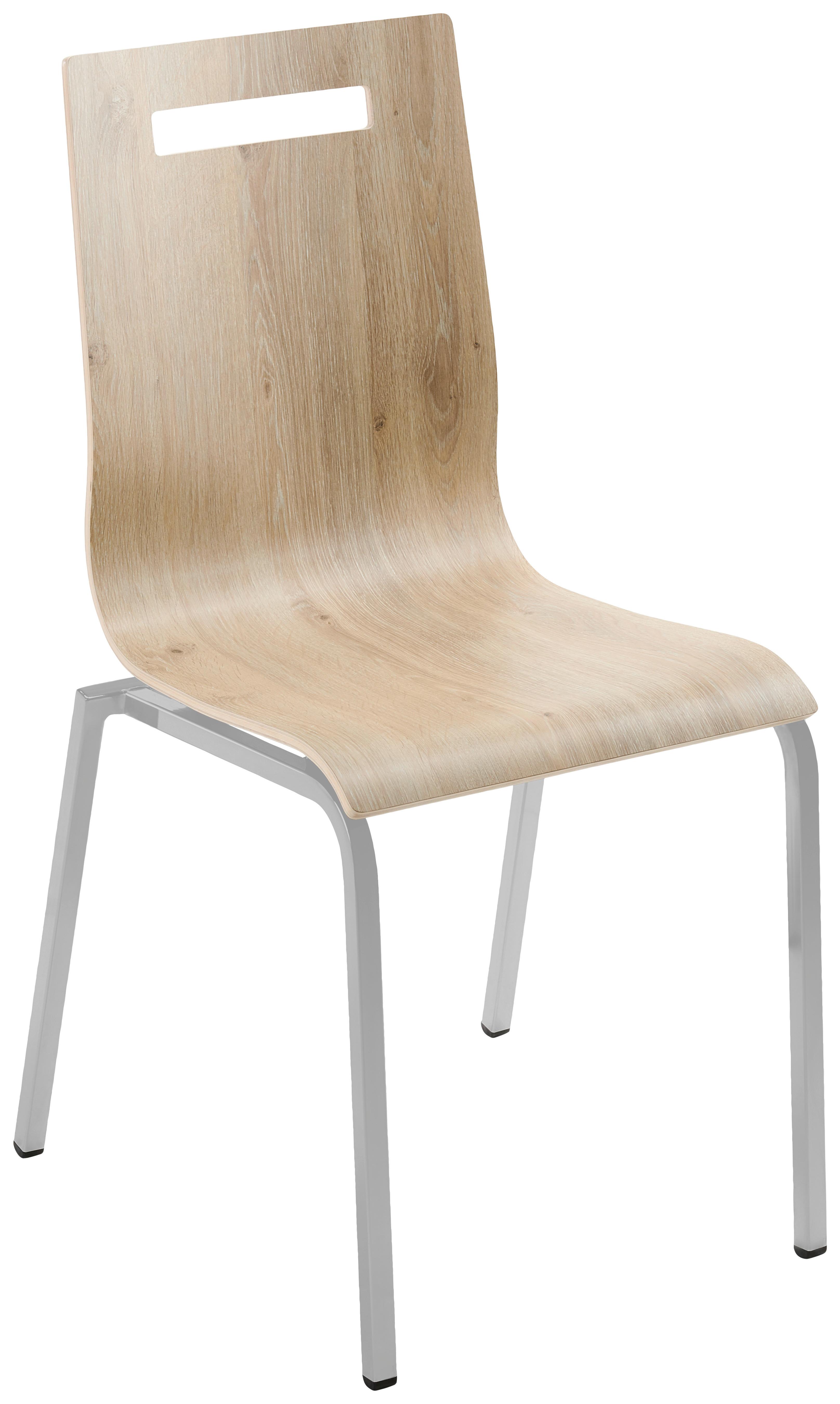 Besucherstuhl "My Life" , eichefarbe - Eichefarben/Silberfarben, Basics, Holz/Metall (48/87/55cm) - MID.YOU