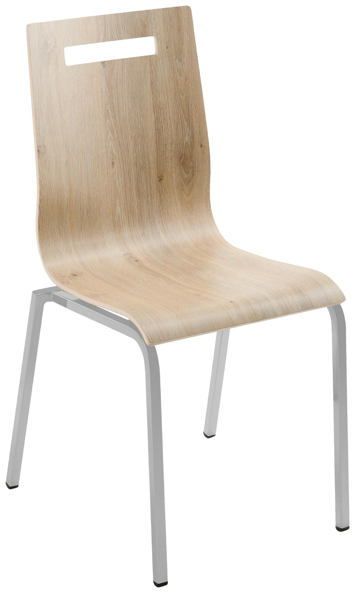Besucherstuhl "My Life" , eichefarbe - Eichefarben/Silberfarben, Basics, Holz/Metall (48/87/55cm) - MID.YOU