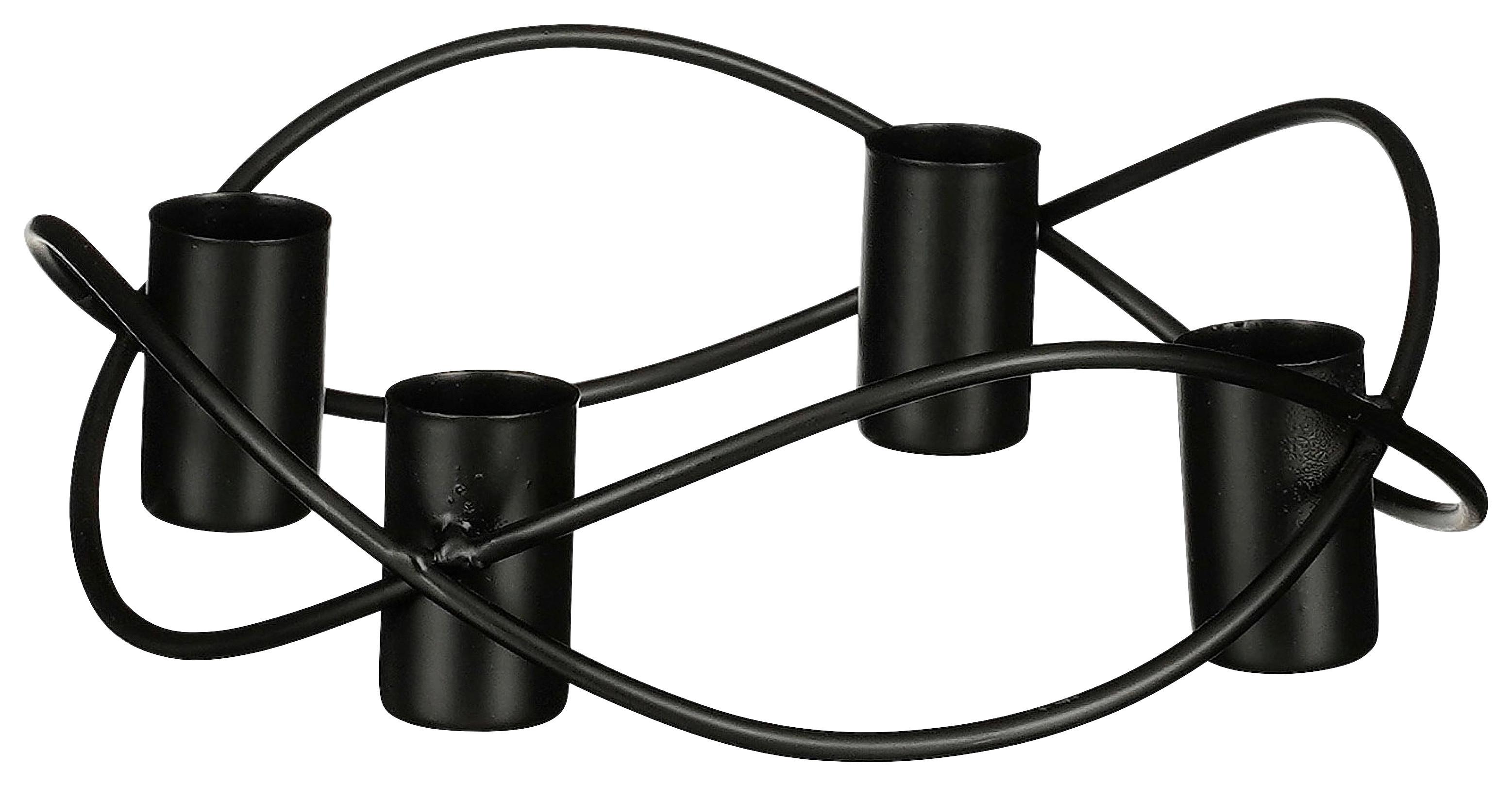 Svečnik Wave - črna, Moderno (17cm) - Premium Living