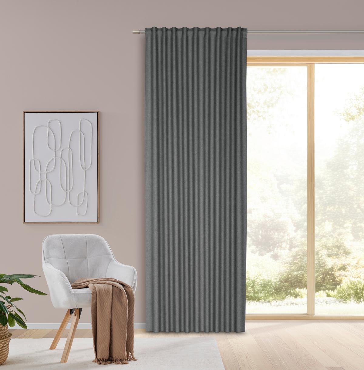 Končana Zavesa Ulrich 300cm - antracit, Moderno, tekstil (135/300cm) - Modern Living