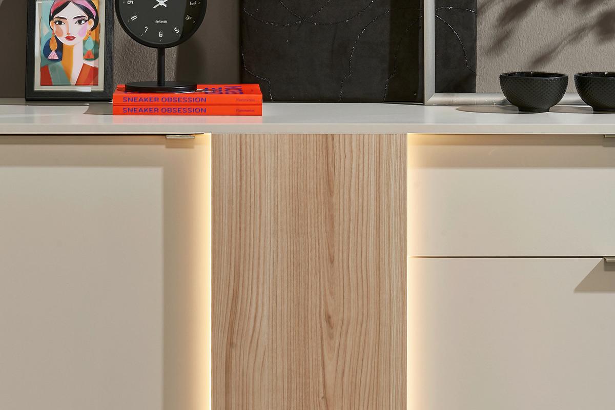 Sideboard Alex Kaschmir ca. 193x83x40cm - Kaschmir/Silberfarben, Design, Holzwerkstoff/Kunststoff (193/83/40cm) - MID.YOU