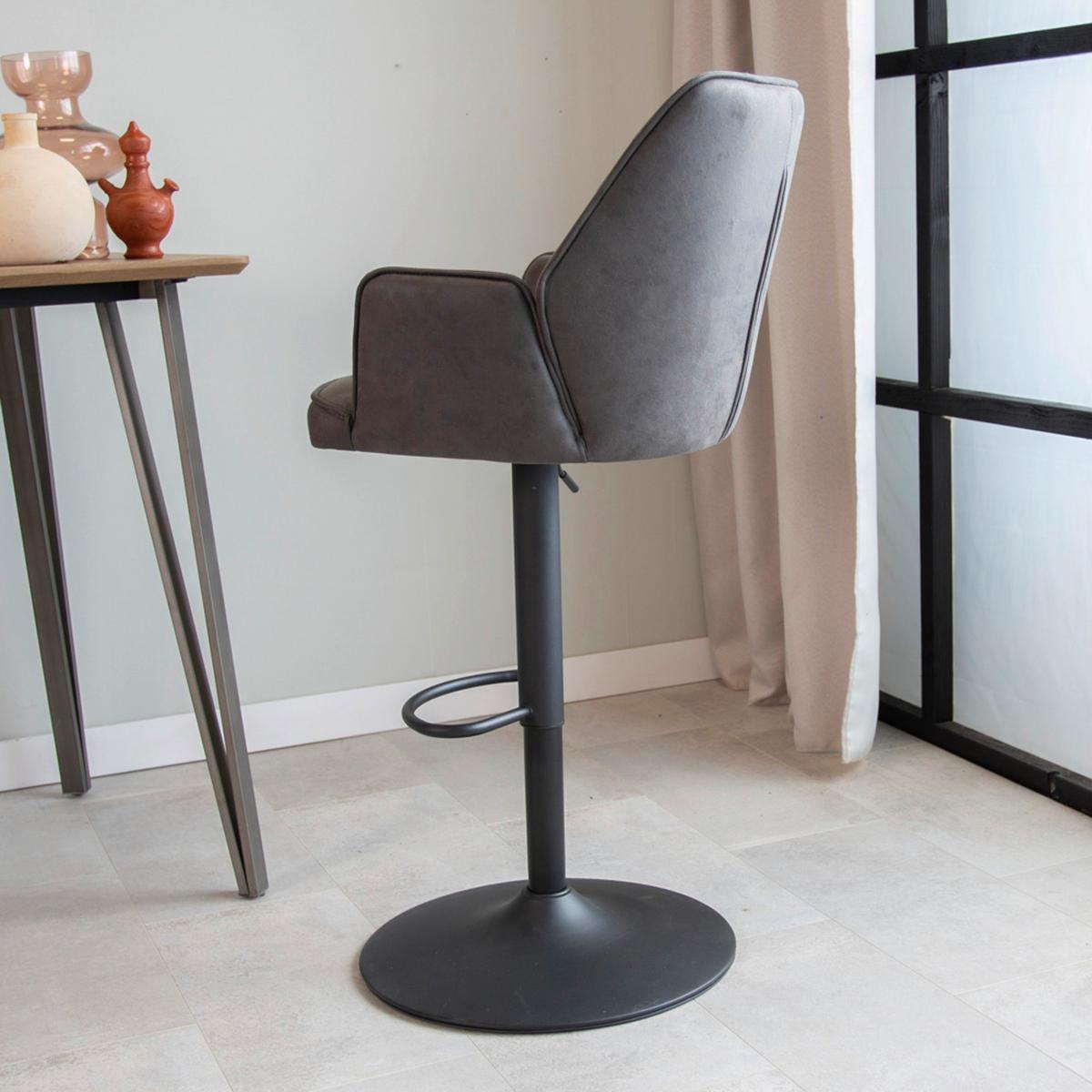 Barhocker Donny ca. 42x114 cm Anthrazit - Taupe/Anthrazit, KONVENTIONELL, Textil/Metall (42/114/52cm) - MID.YOU