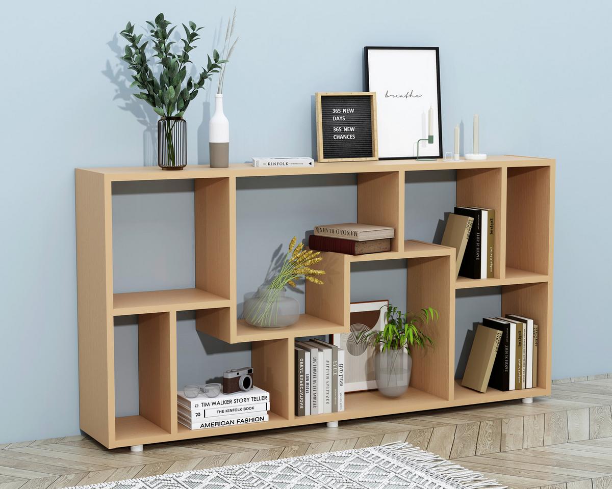 REGAL LANISA - Buchefarben/Silberfarben, Design, Holzwerkstoff/Kunststoff (116/58/20cm) - MID.YOU