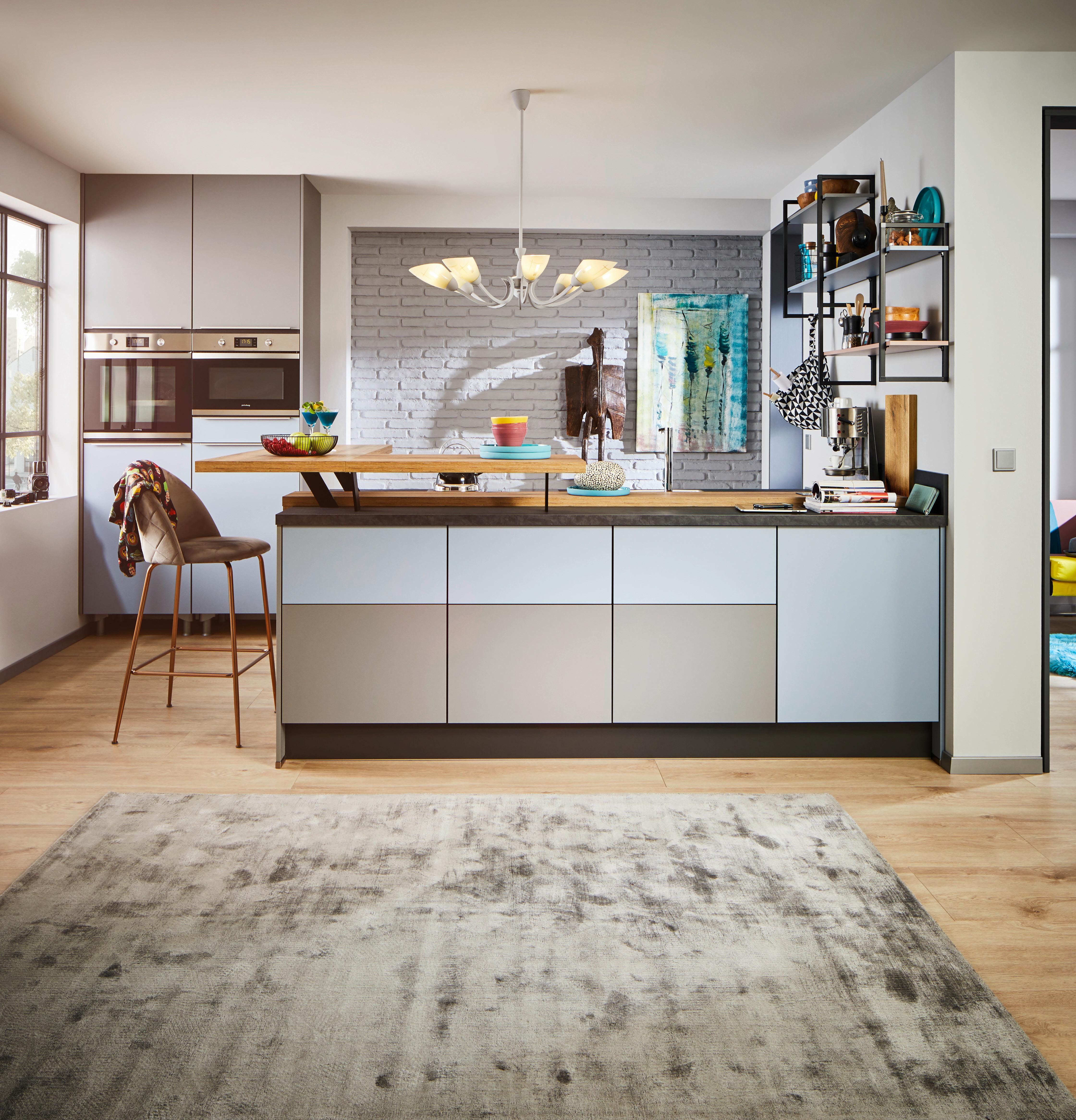 Einbauküche PN105 in Pastelblau - Pastellblau, MODERN, Holzwerkstoff - Pino