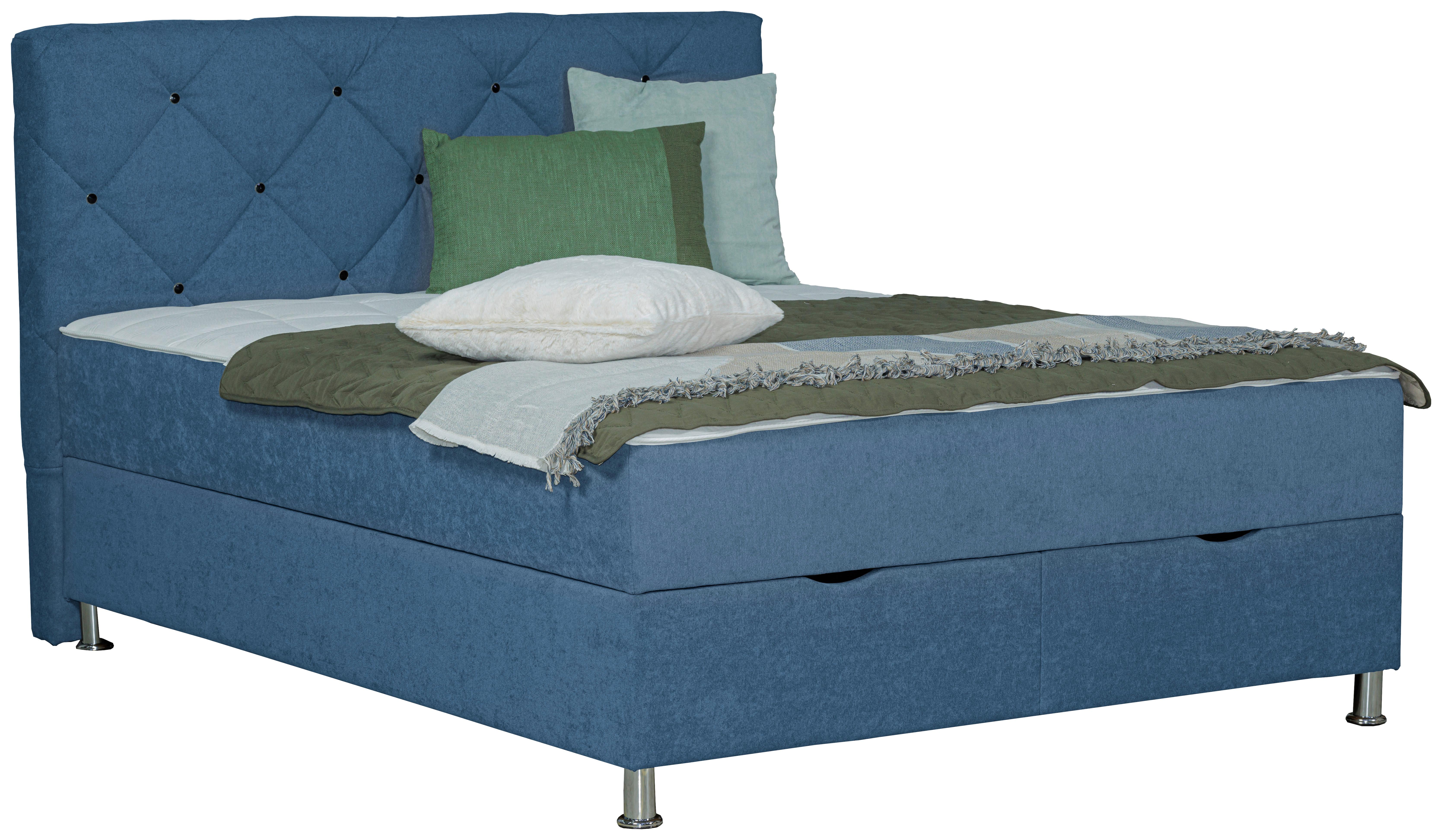 Box Krevet Black Diamond - boje kroma/plava, Design, tekstil/plastika (160/200cm) - Modern Living