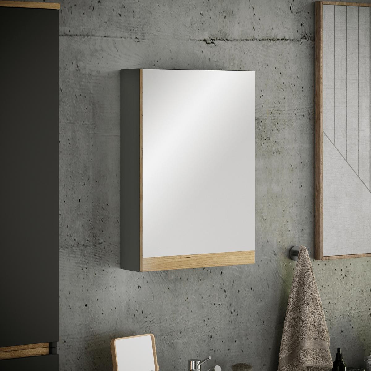 Spiegelschrank Cosila - Honigeiche/Anthrazit, Trend, Glas/Holzwerkstoff (40/58/12cm) - MID.YOU