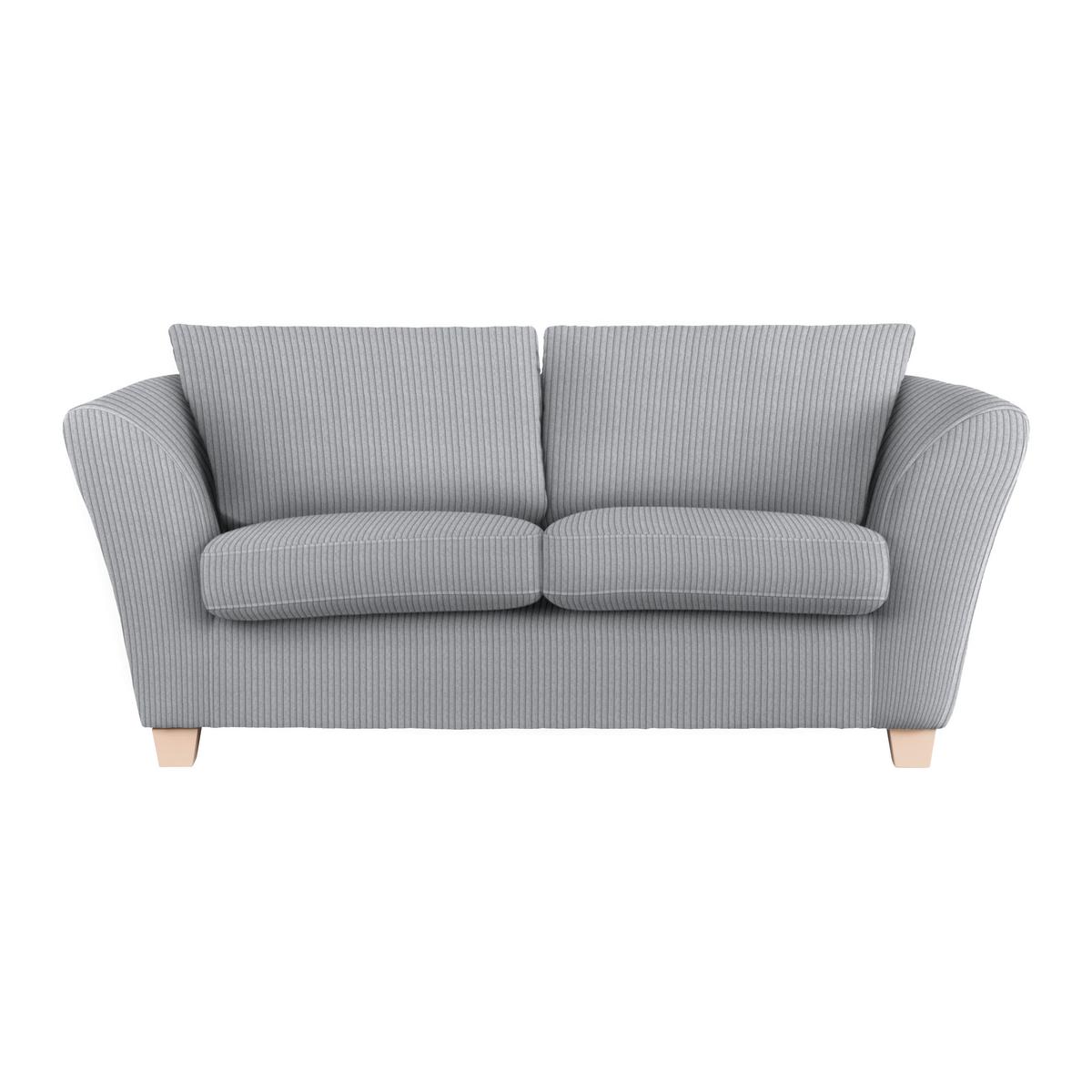 2-Sitzer-Sofa Devado Hellgrau Cord - Hellgrau/Naturfarben, Holz/Textil (190/70-85/95cm) - Mömax