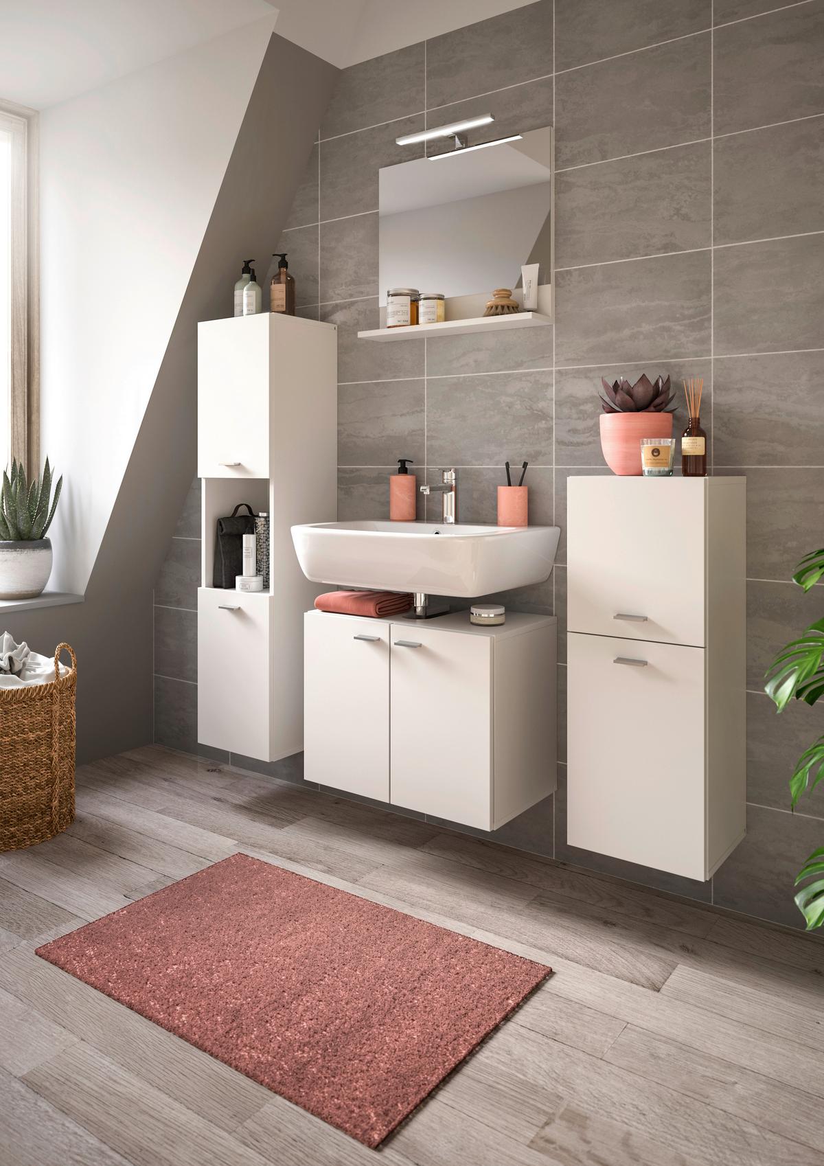 Midischrank Boston ca. 30x80x29 cm Weiß - Silberfarben/Weiß, MODERN, Holzwerkstoff/Kunststoff (30/80/29cm) - MID.YOU