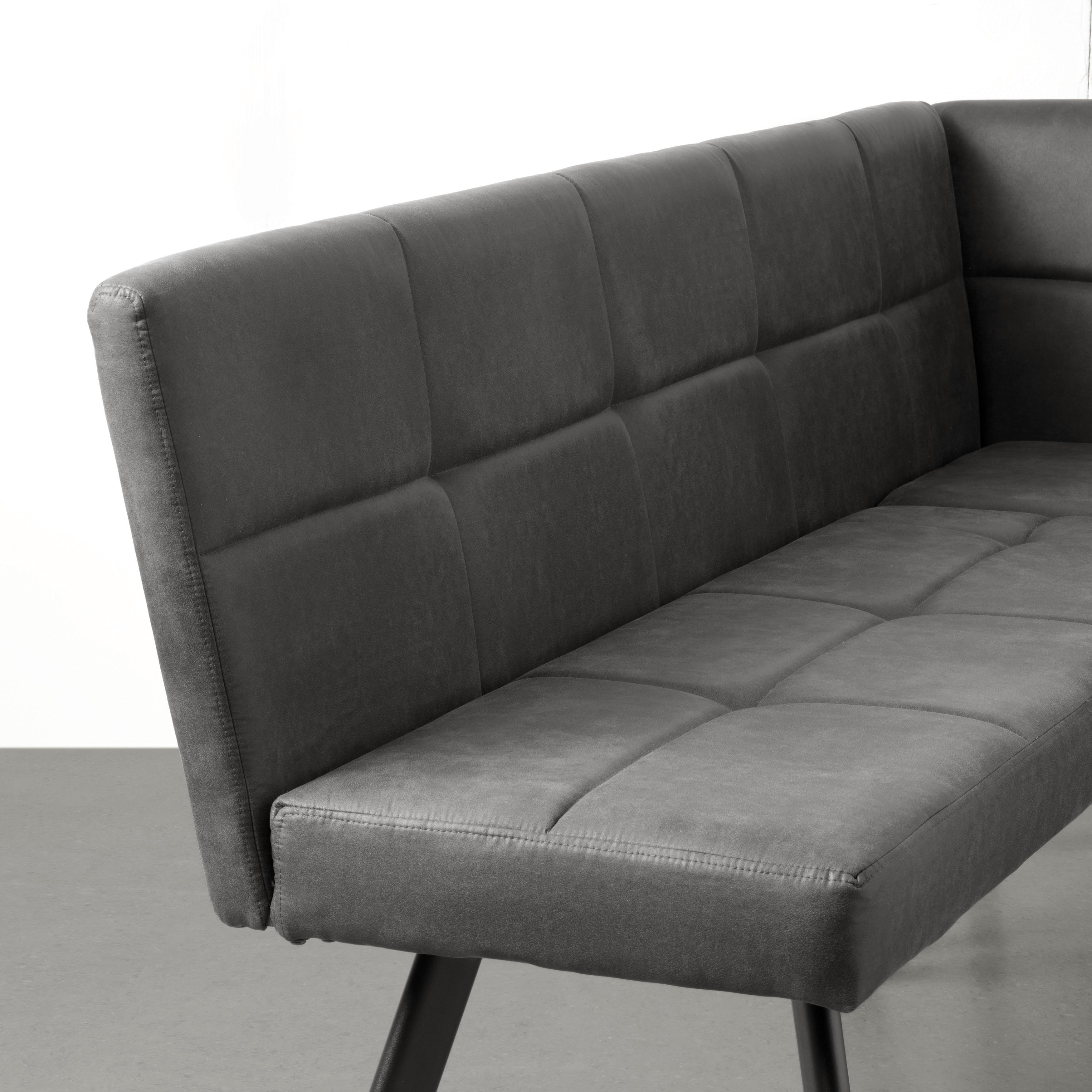 HÖRNBÄNK COOPER - grå/svart, Modern, metall/textil (150/85/190cm) - Mömax