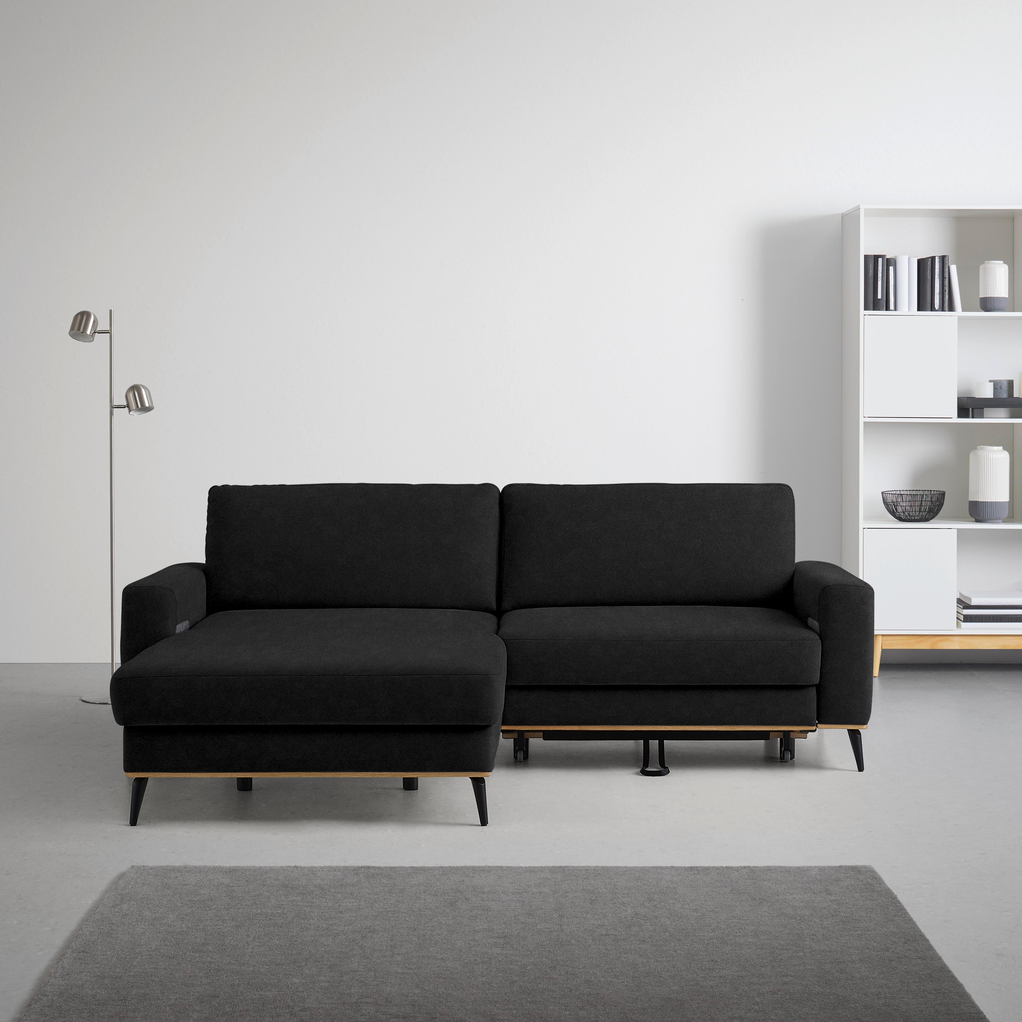 Wohnlandschaft Romeo Schwarz - Schwarz, KONVENTIONELL, Textil/Metall (167/87/234cm) - Zandiara