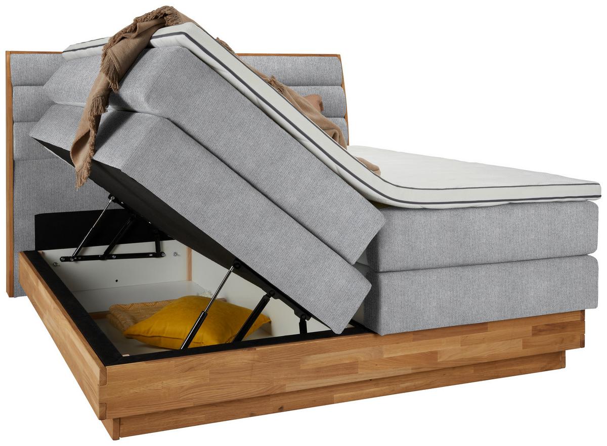 Boxspringbett Marissa in Platinfarben ca. 180x200cm - Platinfarben, KONVENTIONELL, Holz/Kunststoff (180/200cm) - Premium Living