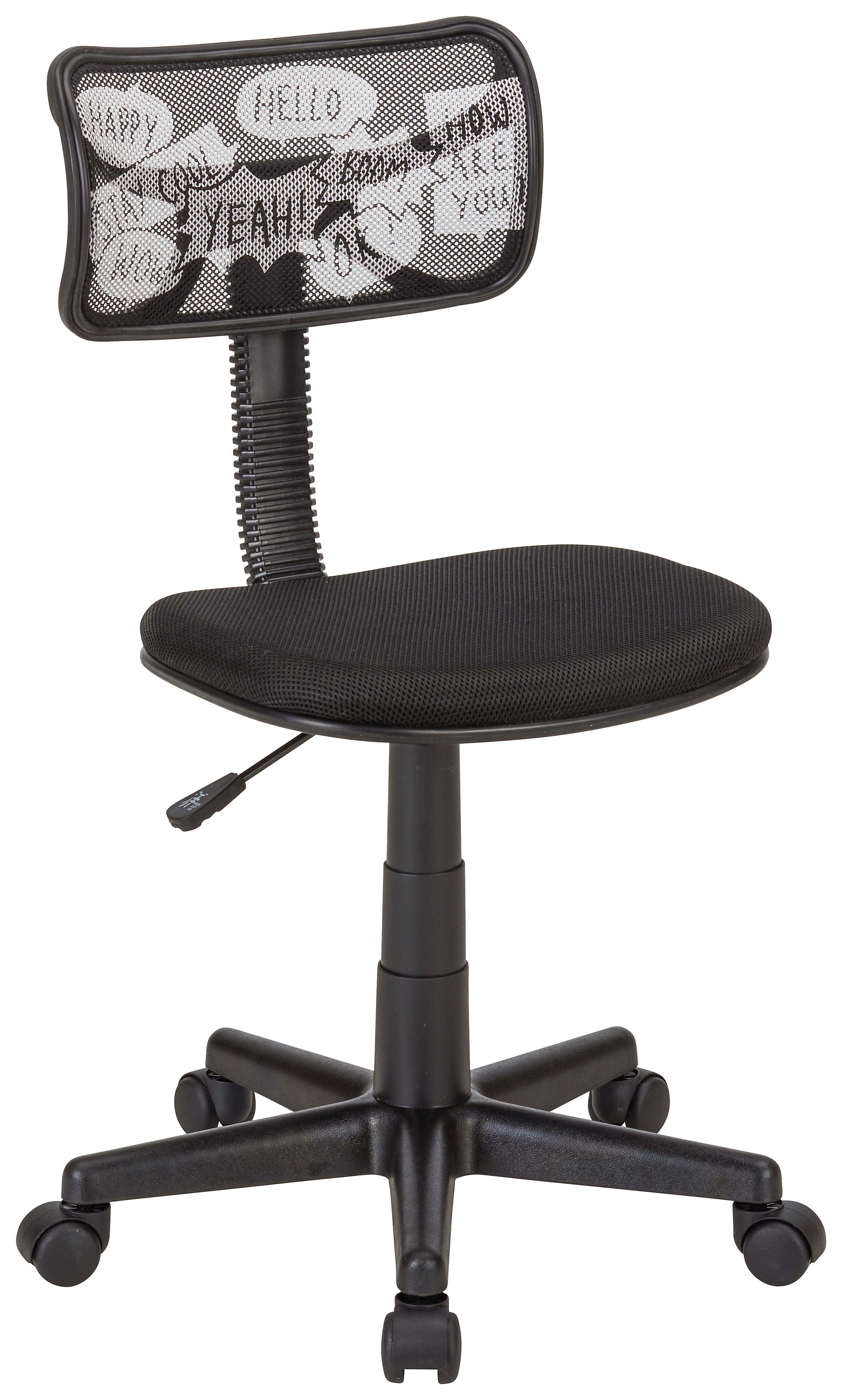 Vrtljivi Stol Bobby Ii, Črna, Potiskano - črna/bela, Moderno, kovina/umetna masa (42/78-90/52cm) - Based