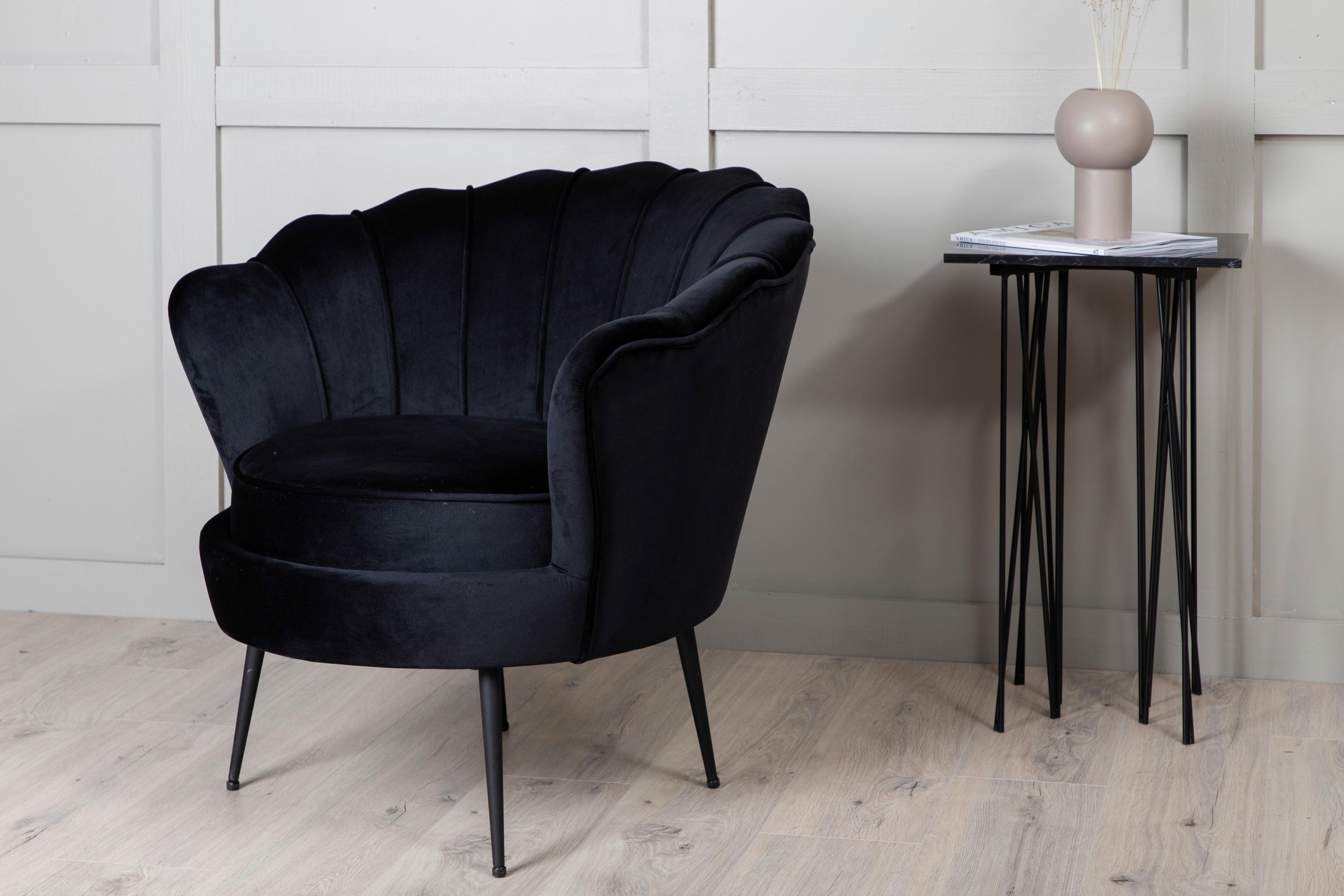 Sessel Calais ca. 83x76 cm Schwarz Samt - Schwarz, Design, Textil/Metall (83/76/77cm) - Livetastic