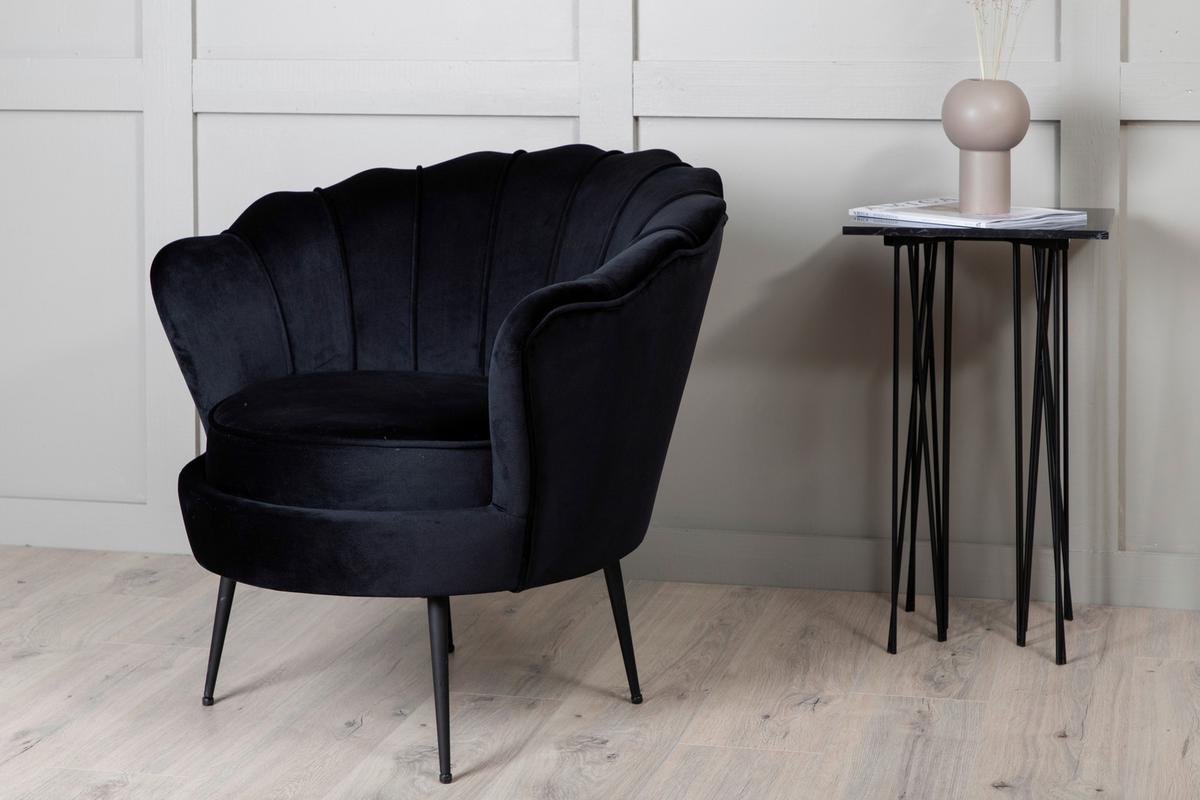 Sessel Calais ca. 83x76 cm Schwarz Samt - Schwarz, Design, Textil/Metall (83/76/77cm) - Livetastic