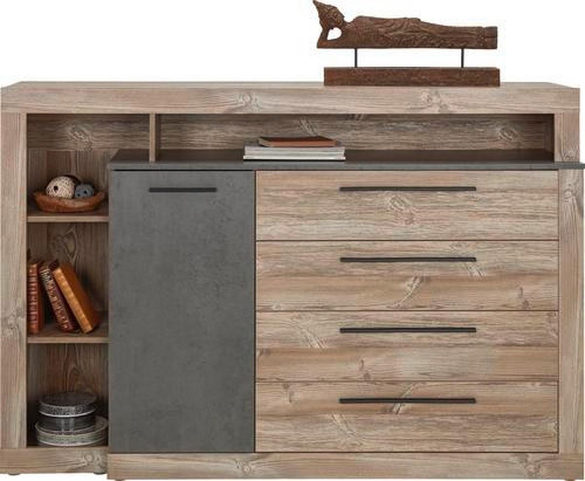 Komoda Chanton - boje bora/tamno siva, Lifestyle, drvni materijal/metal (160,5/107,3/43,4cm) - Modern Living