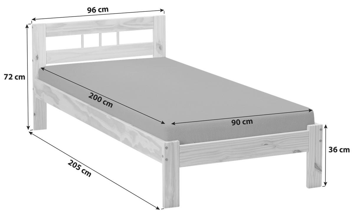 Mladinska Postelja Jana, Masiven Bor, 90x200 - naravne barve, Design, les (90/200cm) - MID.YOU