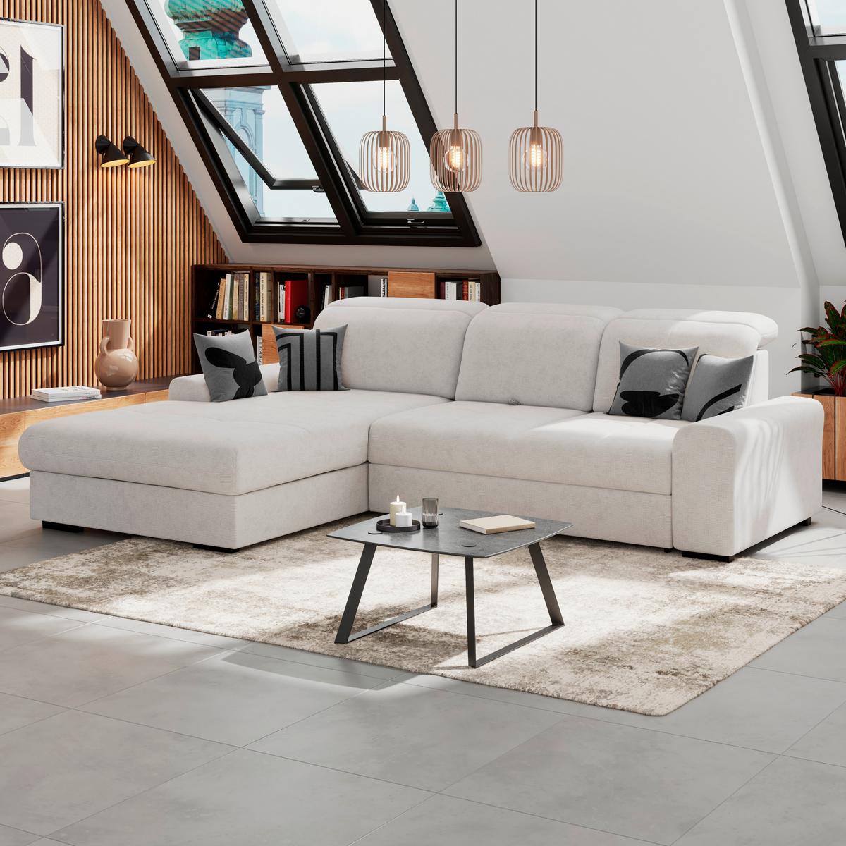 Kutna Garnitura Malaga - bijela/crna, Konvencionalno, tekstil/drvo (203/286cm) - Ondega