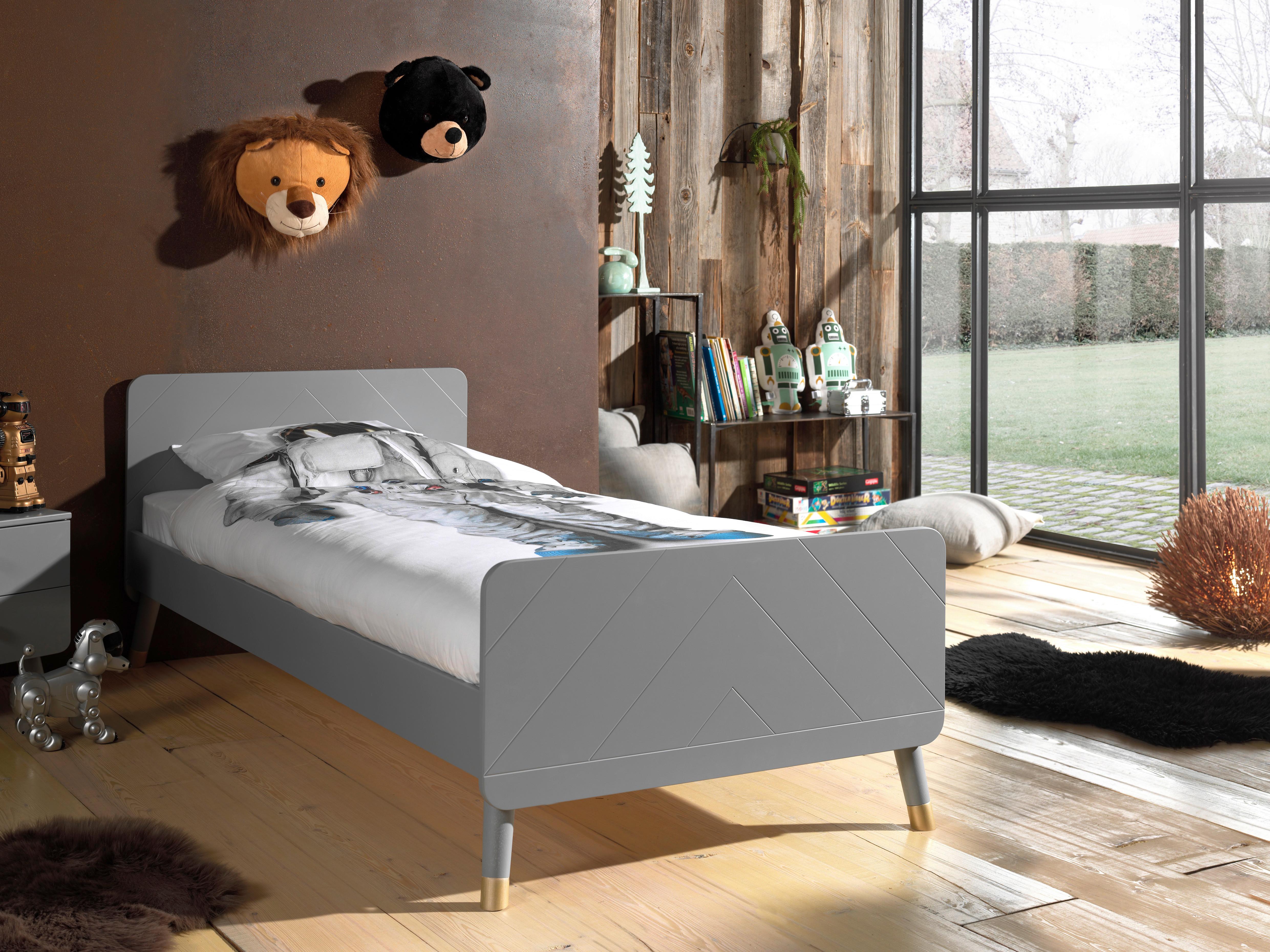Kinderbett Billy 90x200 cm Grau mit Lattenrost - Grau, KONVENTIONELL, Holzwerkstoff (90/200cm) - MID.YOU