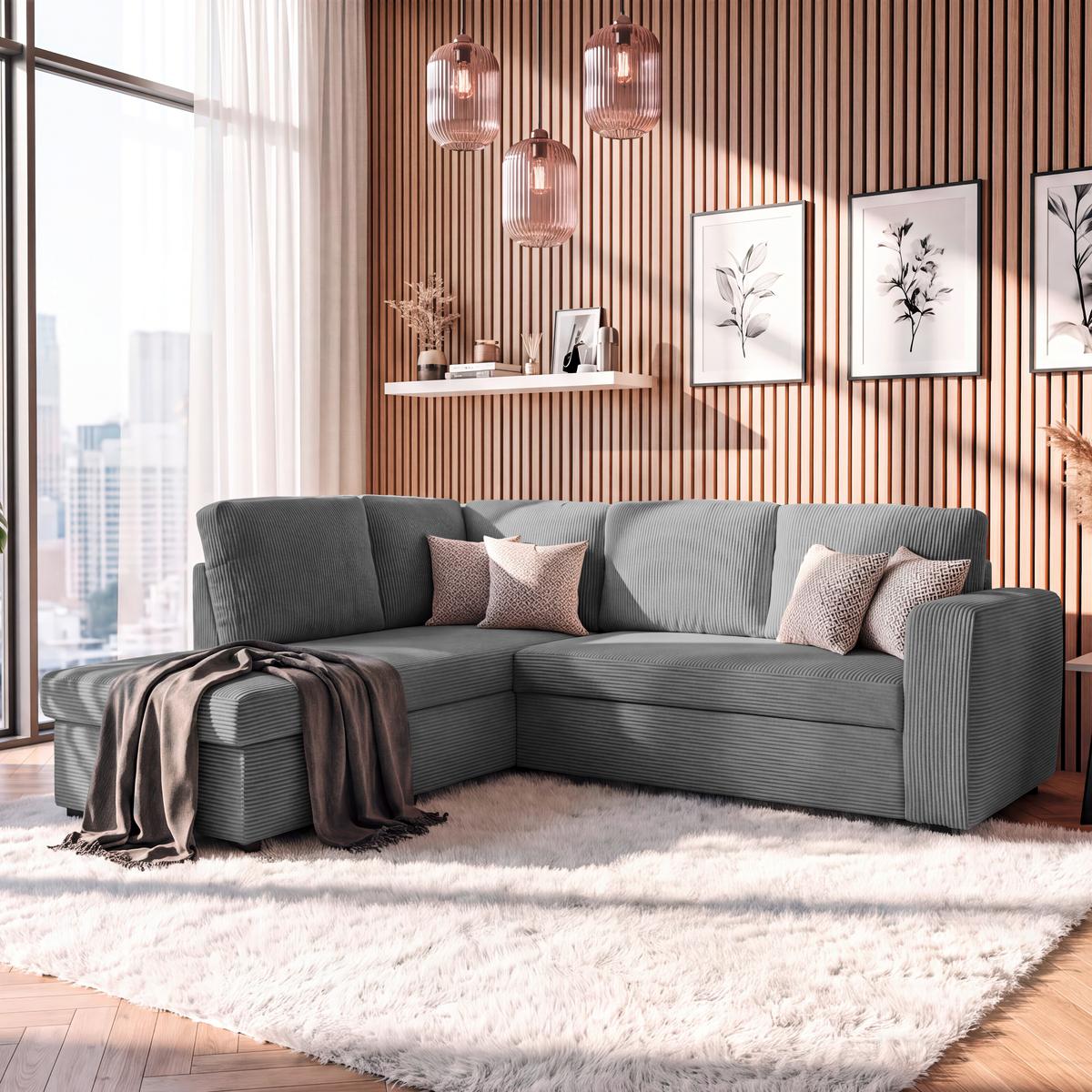 Colțar Toulouse - antracit, Trend, lemn/metal (206/224cm)