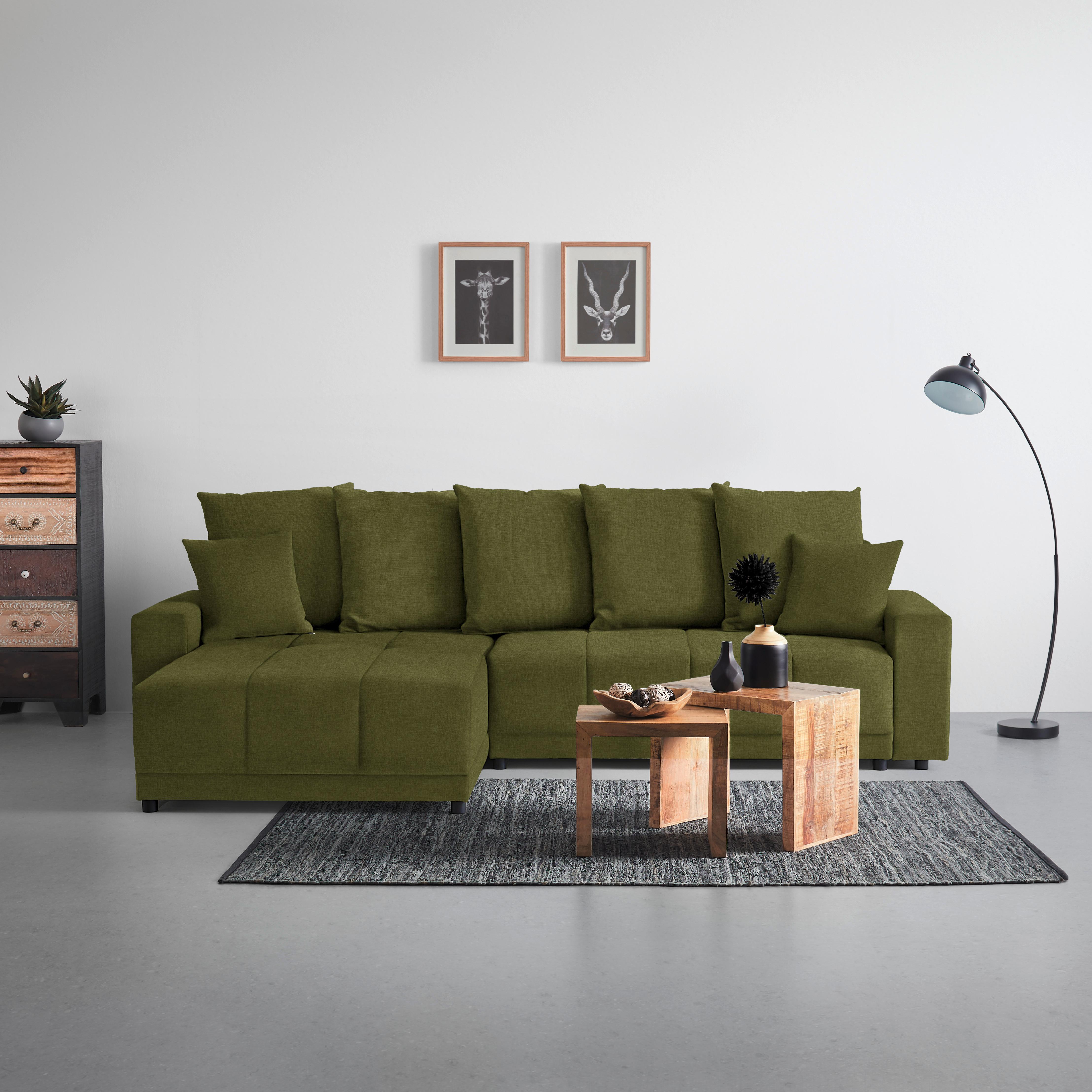 Ecksofa Alatri Olivgrün - Schwarz/Olivgrün, MODERN, Kunststoff/Textil (289/90/176cm) - Based
