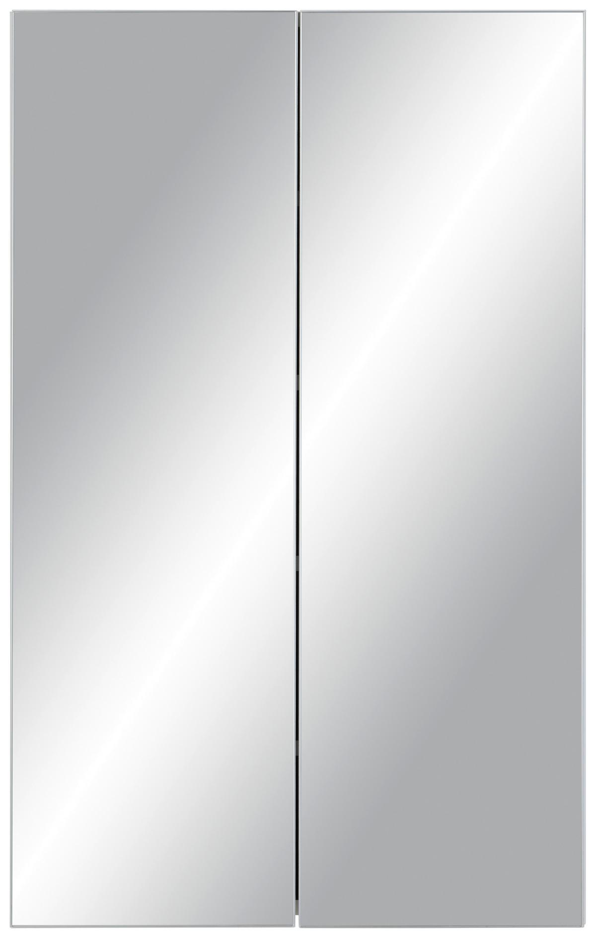 Dulap cu oglindă Luna - alb, Modern, sticlă/material pe bază de lemn (60/95/15cm) - Based
