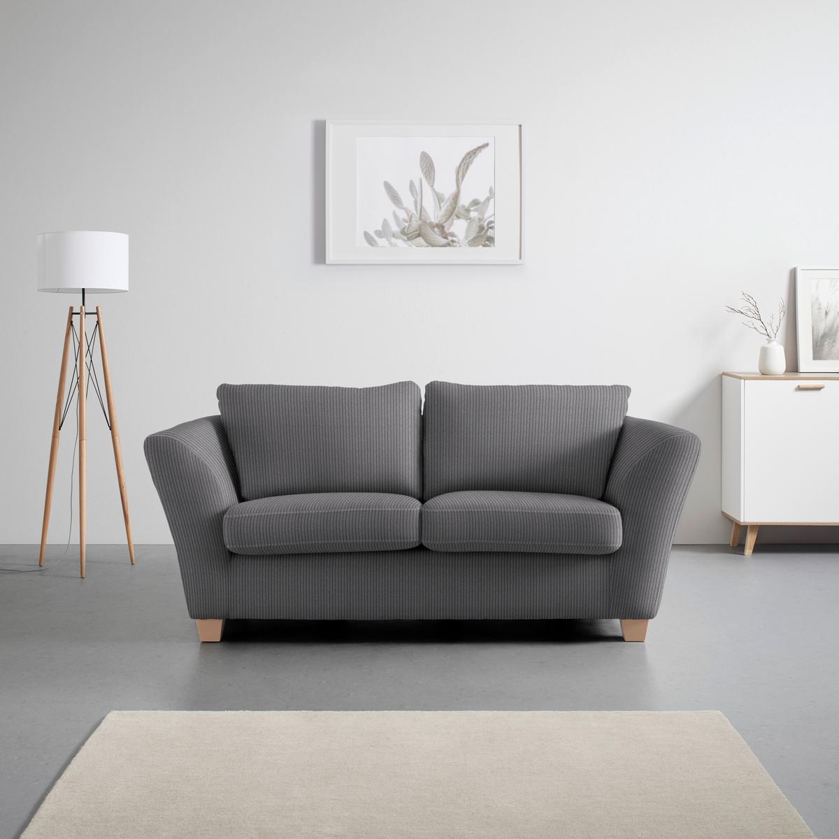 2-Sitzer-Sofa Devado Dunkelgrau Cord - Dunkelgrau/Naturfarben, Holz/Textil (190/70-85/95cm) - Mömax