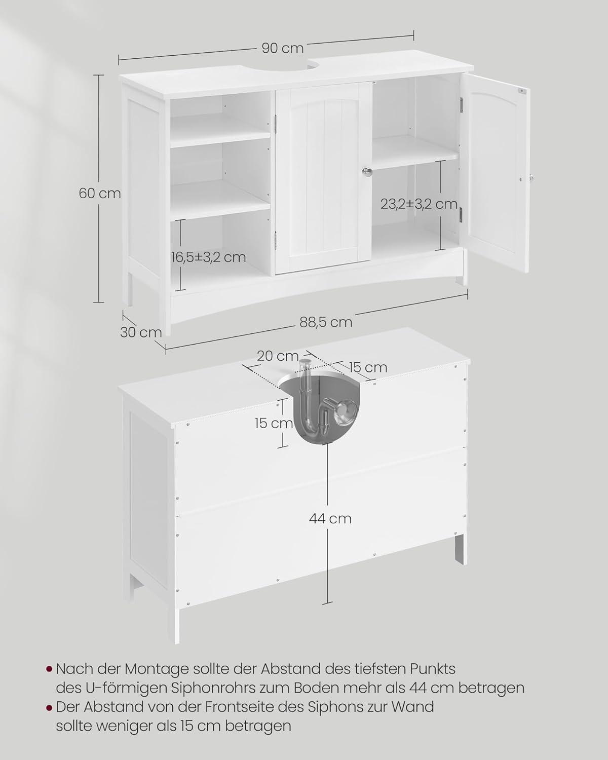 WASCHBECKENUNTERSCHRANK WASHBASIN CABINET - Chromfarben/Weiß, MODERN, Holzwerkstoff/Metall (90/60/30cm) - MID.YOU