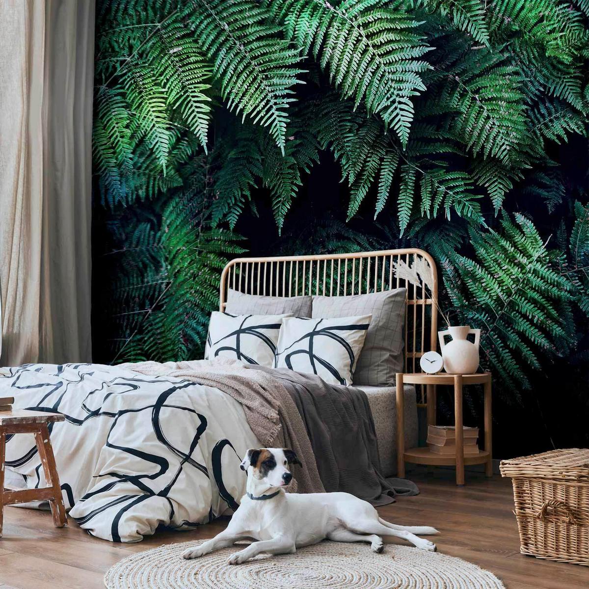 Fototapeta In The Thicket, 450x315cm - črna/gozdno zelena, Trendi, tekstil (450/315cm) - artgeist