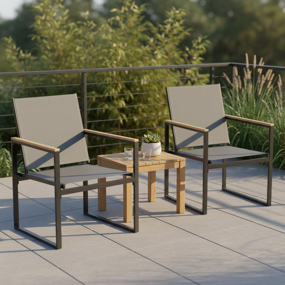 Gartenstuhl-Set Volasi 2er-Set ca. 54x83 cm Anthrazit - Honigeiche/Anthrazit, MODERN, Holzwerkstoff/Kunststoff (54/83/65cm) - Gardenson